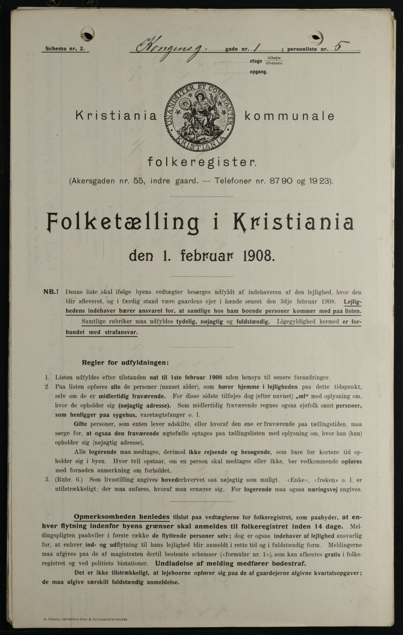 OBA, Kommunal folketelling 1.2.1908 for Kristiania kjøpstad, 1908, s. 46891