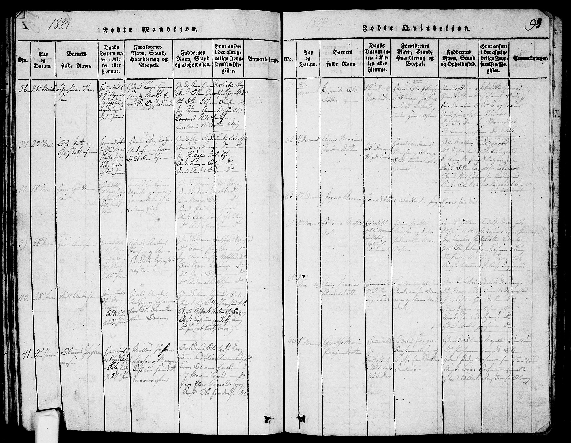 Skjeberg prestekontor Kirkebøker, AV/SAO-A-10923/G/Ga/L0001: Klokkerbok nr. I 1, 1815-1830, s. 93