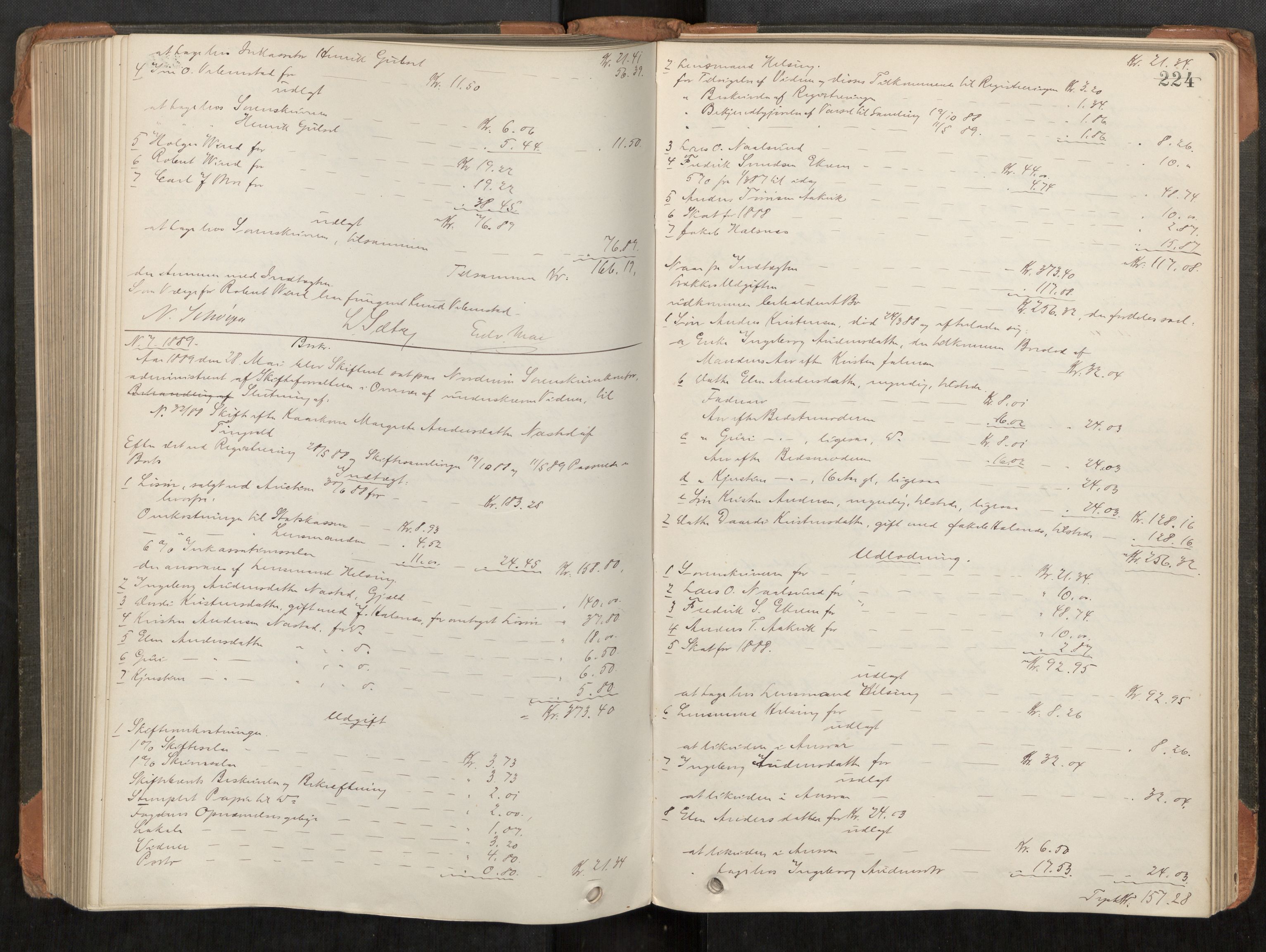 Nordmøre sorenskriveri, AV/SAT-A-4132/1/3/3A/L0040: Utlodningsprotokoll nr 09, 1885-1890, s. 224