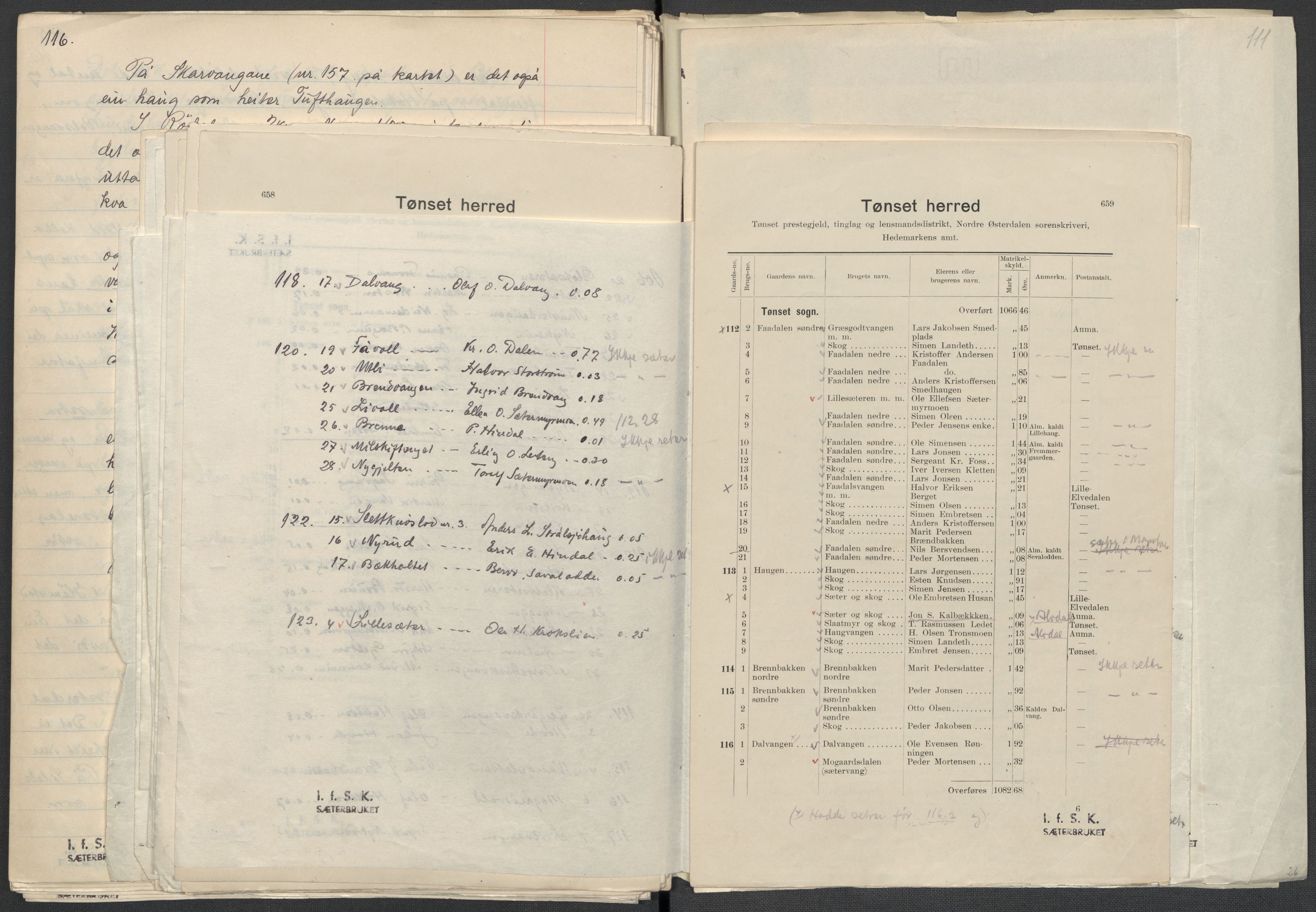 Instituttet for sammenlignende kulturforskning, AV/RA-PA-0424/F/Fc/L0003/0003: Eske B3: / Hedmark (perm VI), 1933-1939