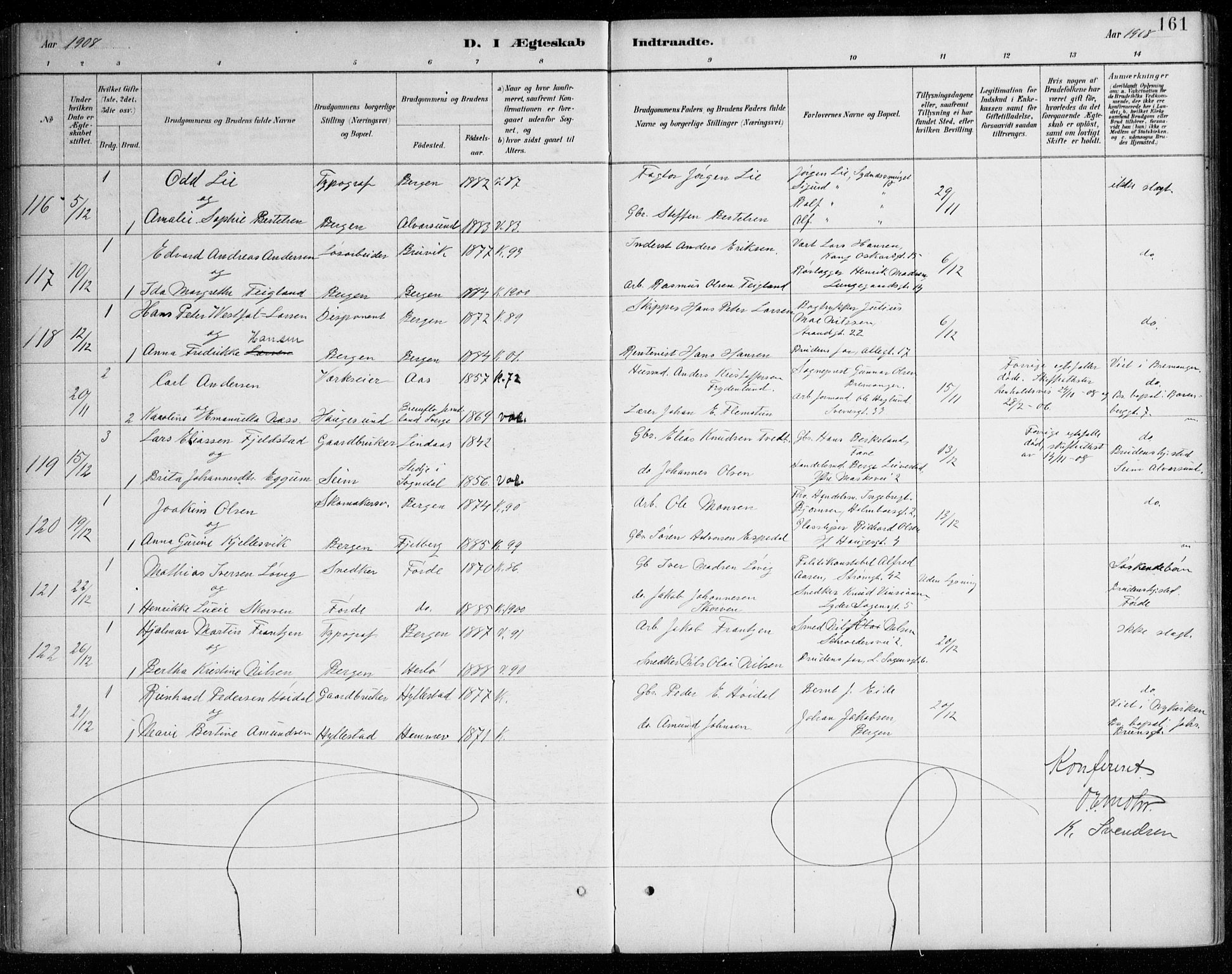 Johanneskirken sokneprestembete, AV/SAB-A-76001/H/Haa/L0012: Ministerialbok nr. D 1, 1885-1912, s. 161
