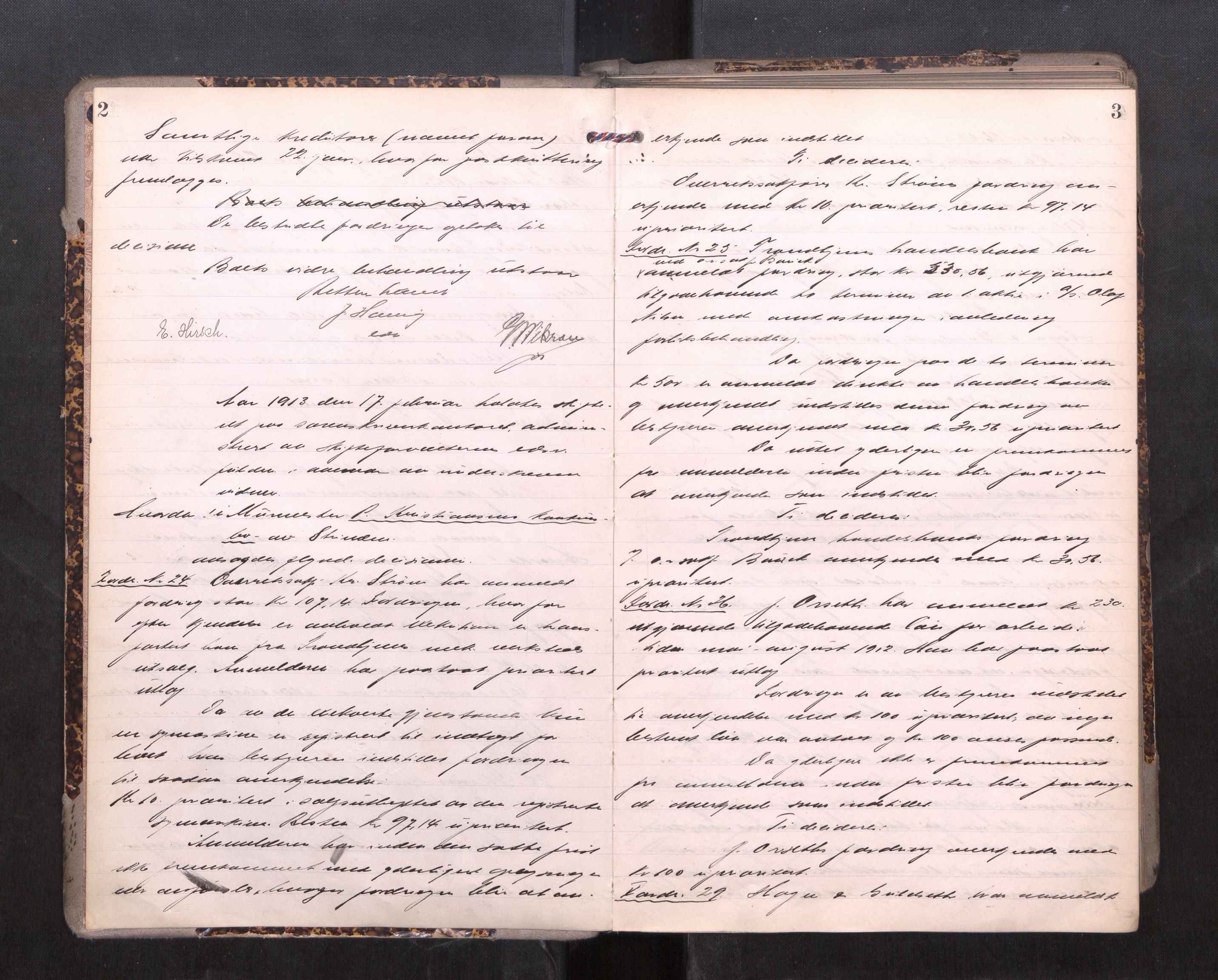 Strinda og Selbu sorenskriveri, AV/SAT-A-0015/3/3B/L0011: Skifteforhandlingsprot. 11, 1913-1915, s. 2-3