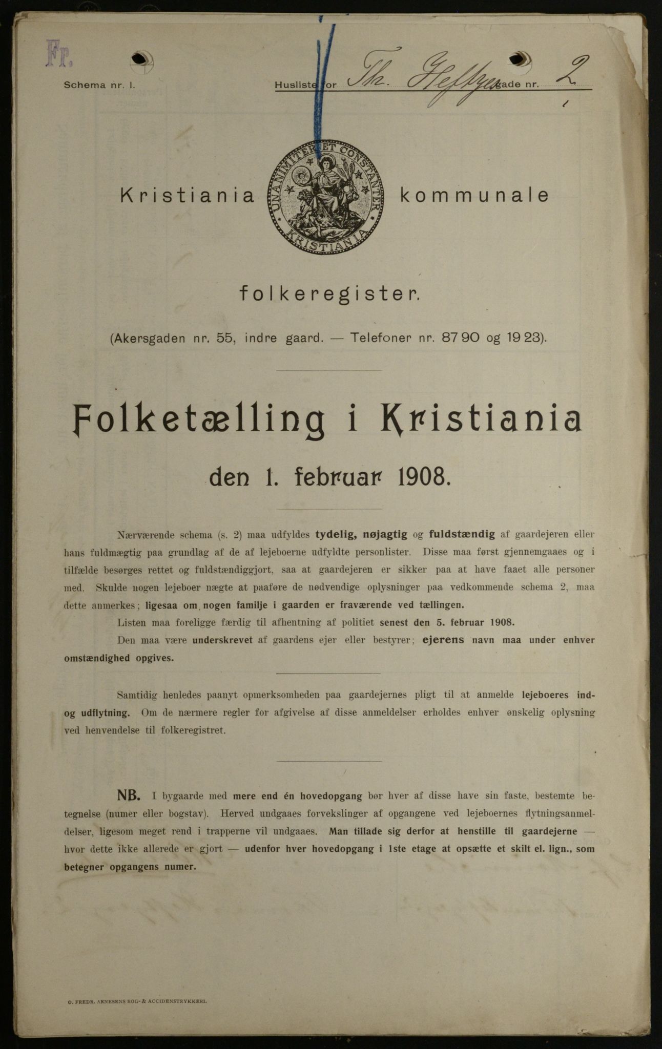 OBA, Kommunal folketelling 1.2.1908 for Kristiania kjøpstad, 1908, s. 97888