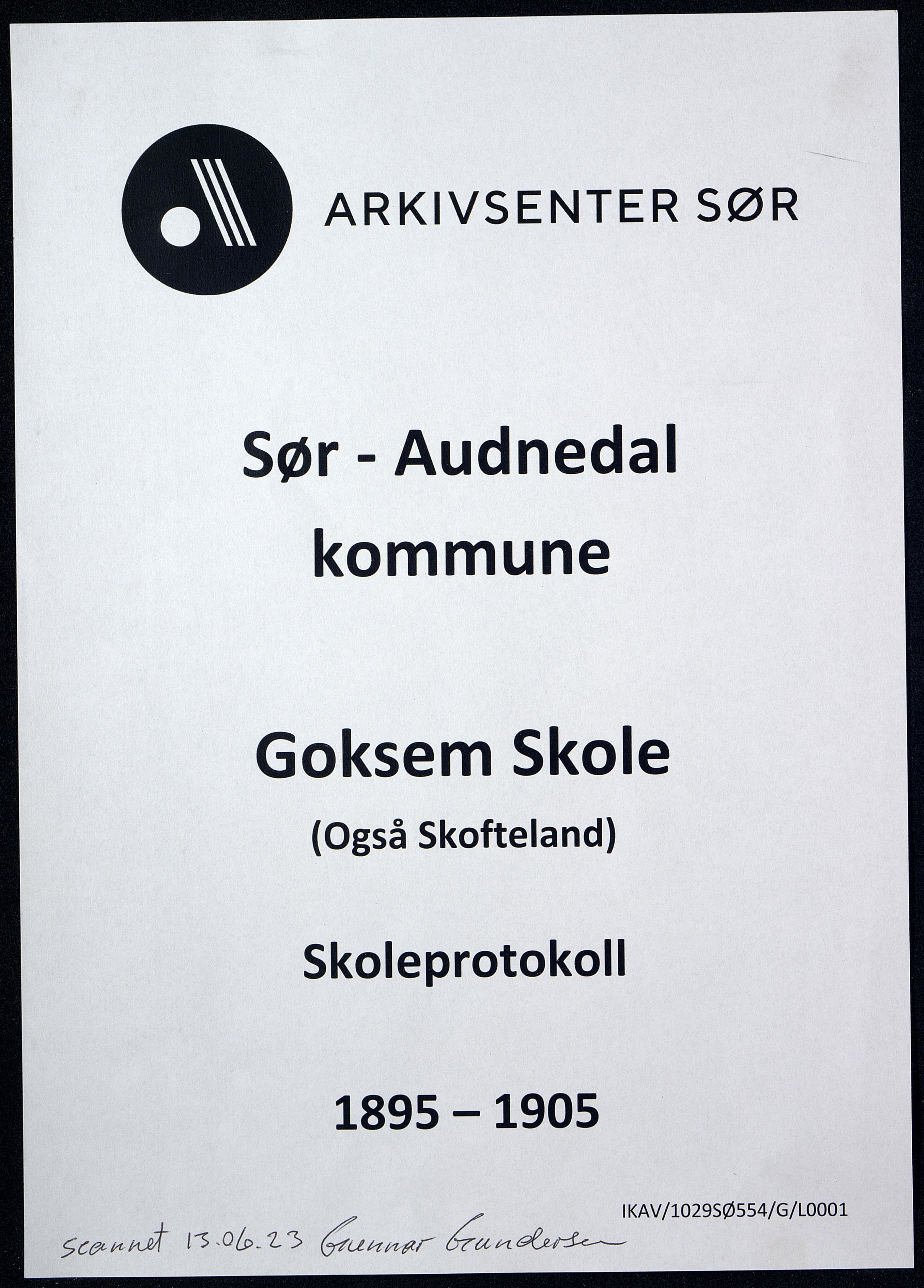 Sør-Audnedal kommune - Goksem Skole, IKAV/1029SØ554/G/L0001: Skoleprotokoll, 1895-1905