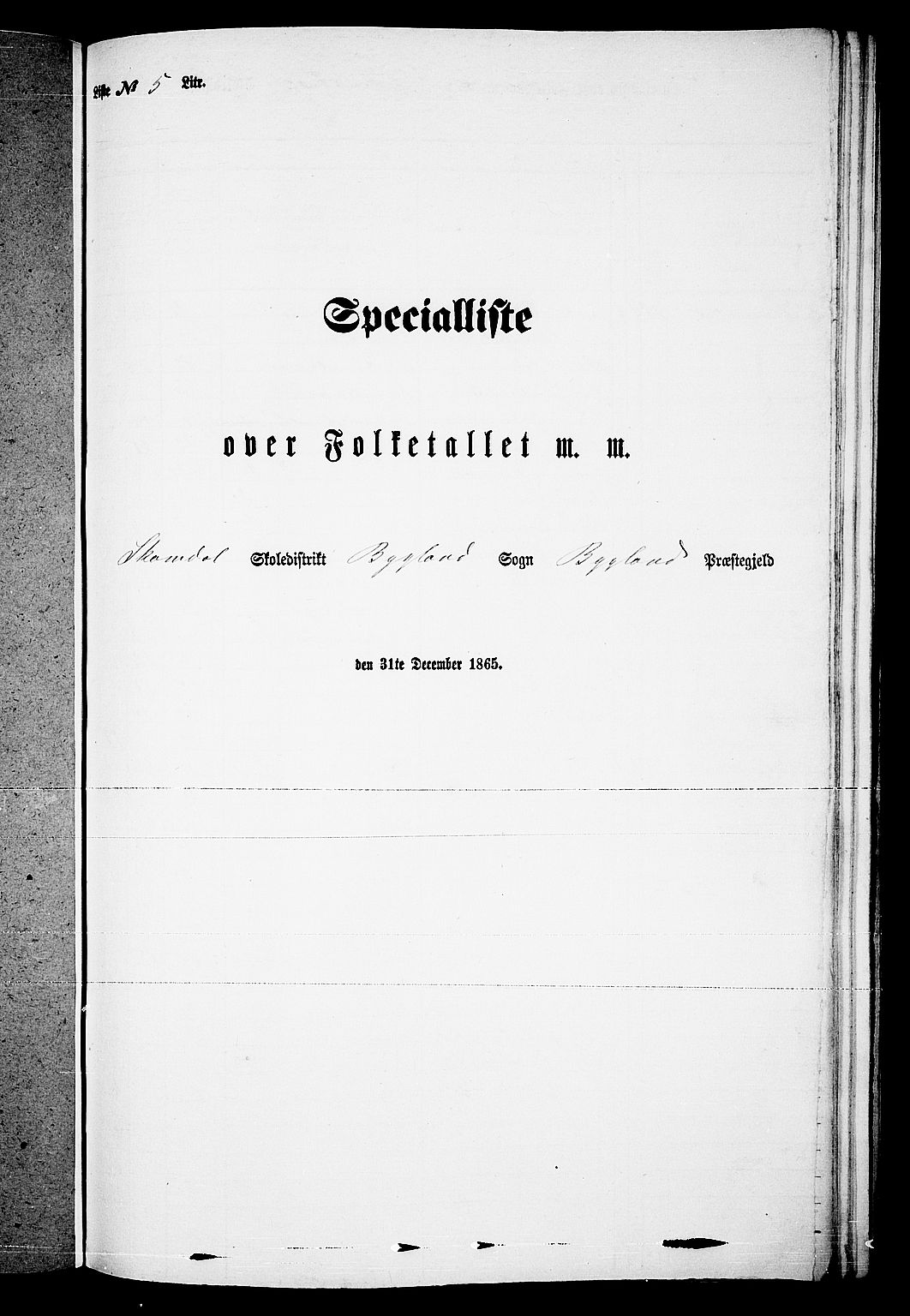 RA, Folketelling 1865 for 0938P Bygland prestegjeld, 1865, s. 50