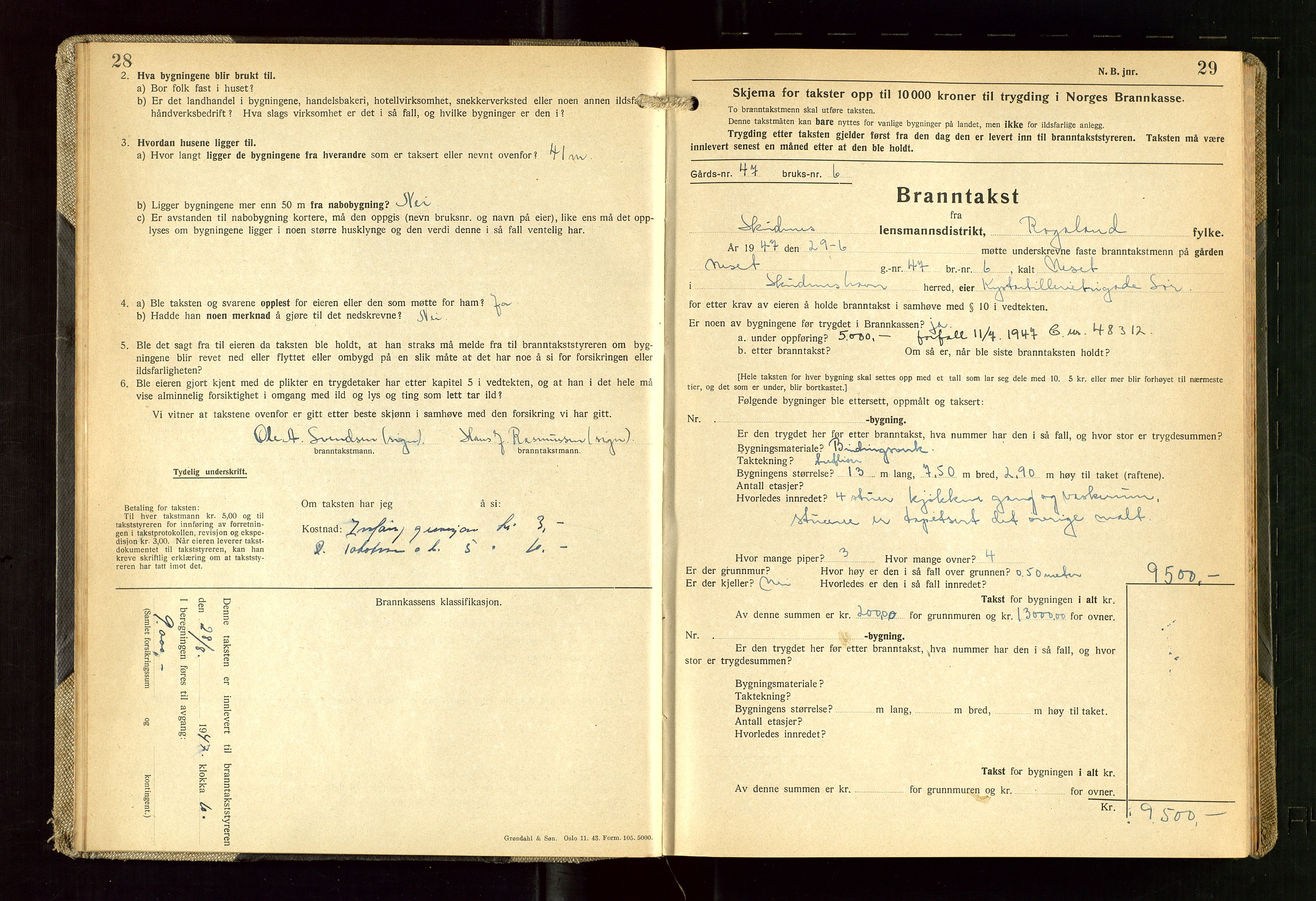 Skudenes lensmannskontor, SAST/A-100444/Gob/L0003: "Brandtakstprotokoll", 1942-1954, s. 28-29