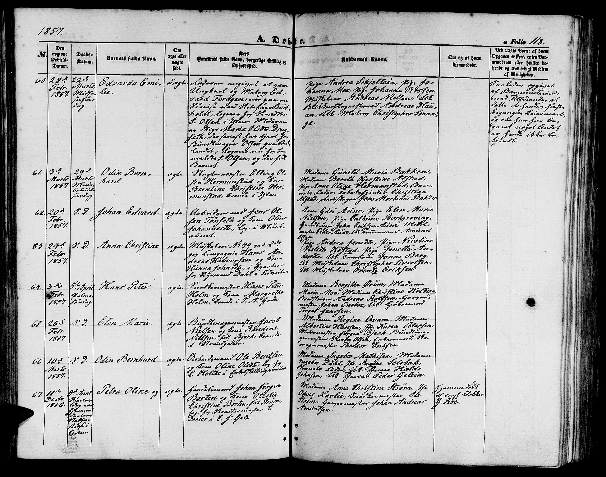 Ministerialprotokoller, klokkerbøker og fødselsregistre - Sør-Trøndelag, SAT/A-1456/602/L0138: Klokkerbok nr. 602C06, 1853-1858, s. 118
