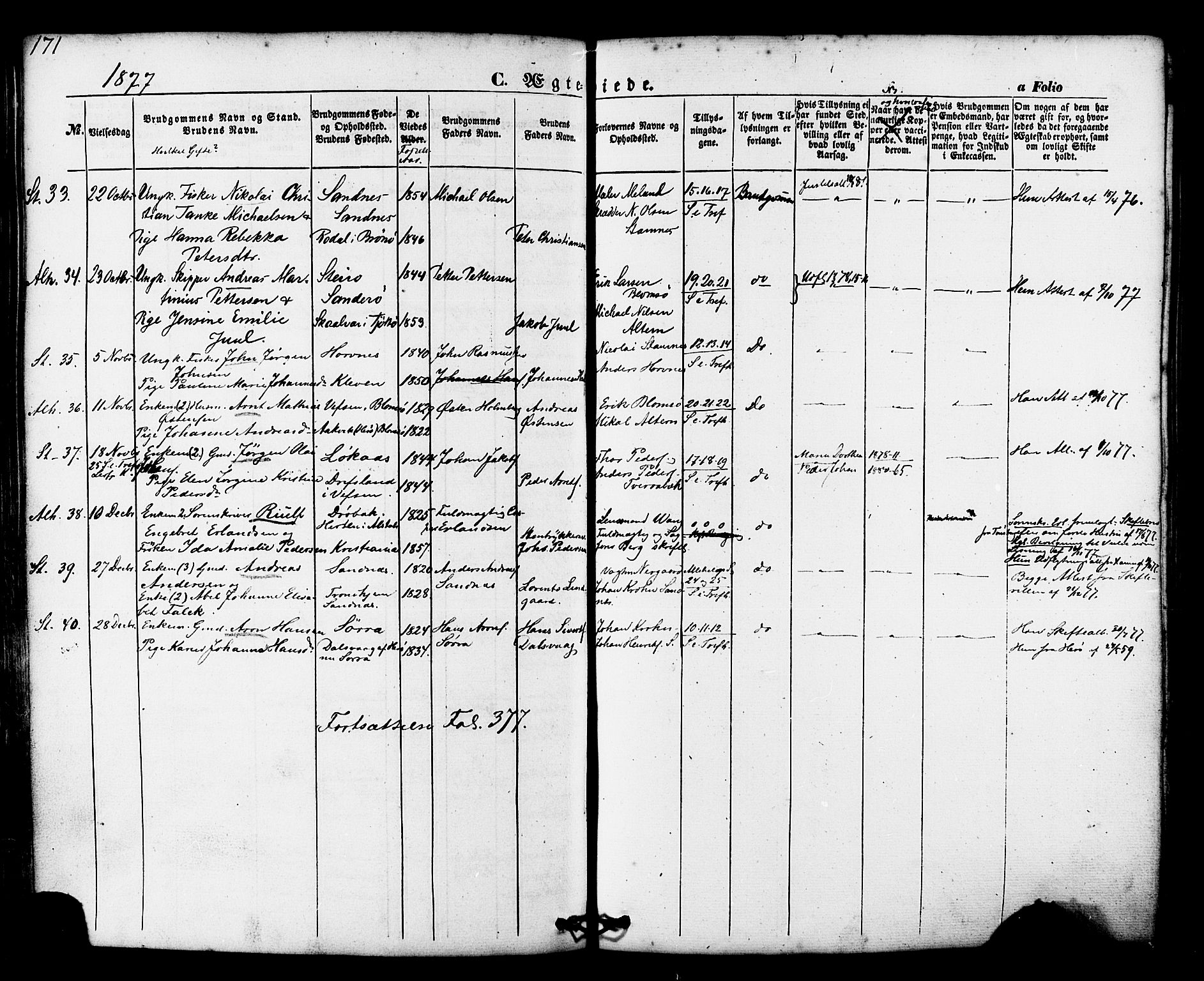Ministerialprotokoller, klokkerbøker og fødselsregistre - Nordland, AV/SAT-A-1459/830/L0448: Ministerialbok nr. 830A12, 1855-1878, s. 171