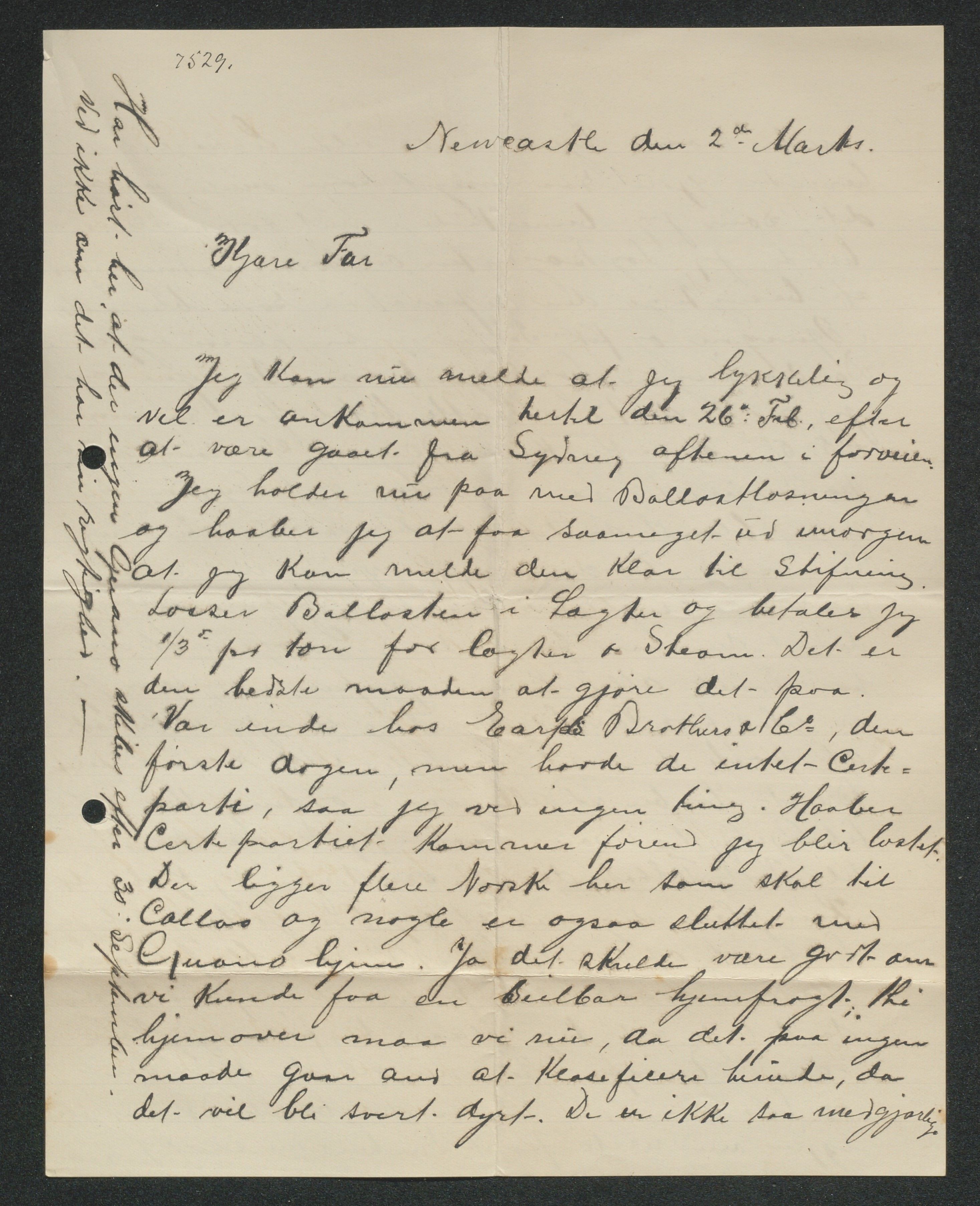 O. Terjesens rederi, AAKS/PA-2525/E/E02/L0001: Privat korrespondanse mellom reder Ole Terjesen og diverse familiemedlemmer, 1890-1916