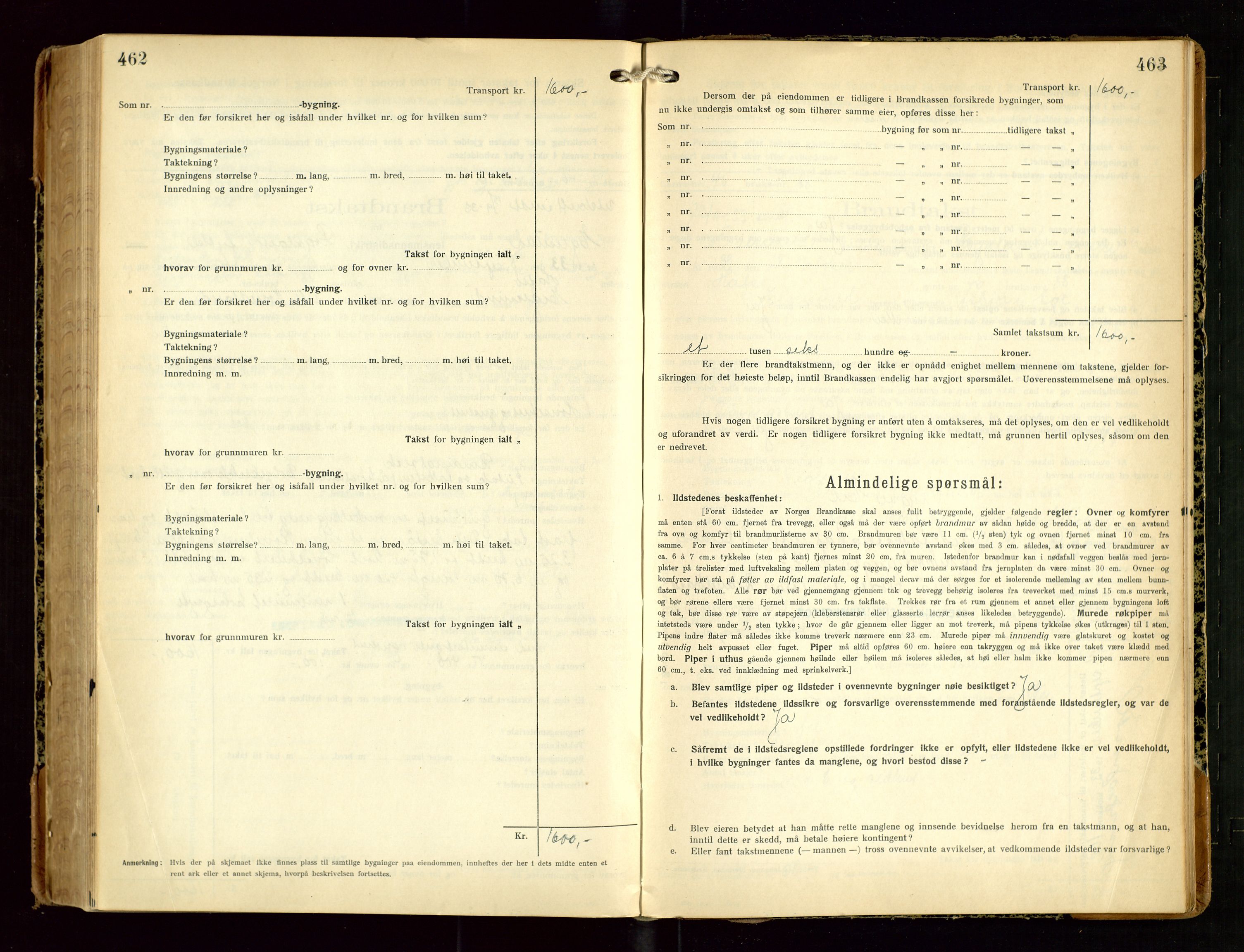 Eigersund lensmannskontor, AV/SAST-A-100171/Gob/L0005: "Brandtakstprotokoll", 1925-1934, s. 462-463