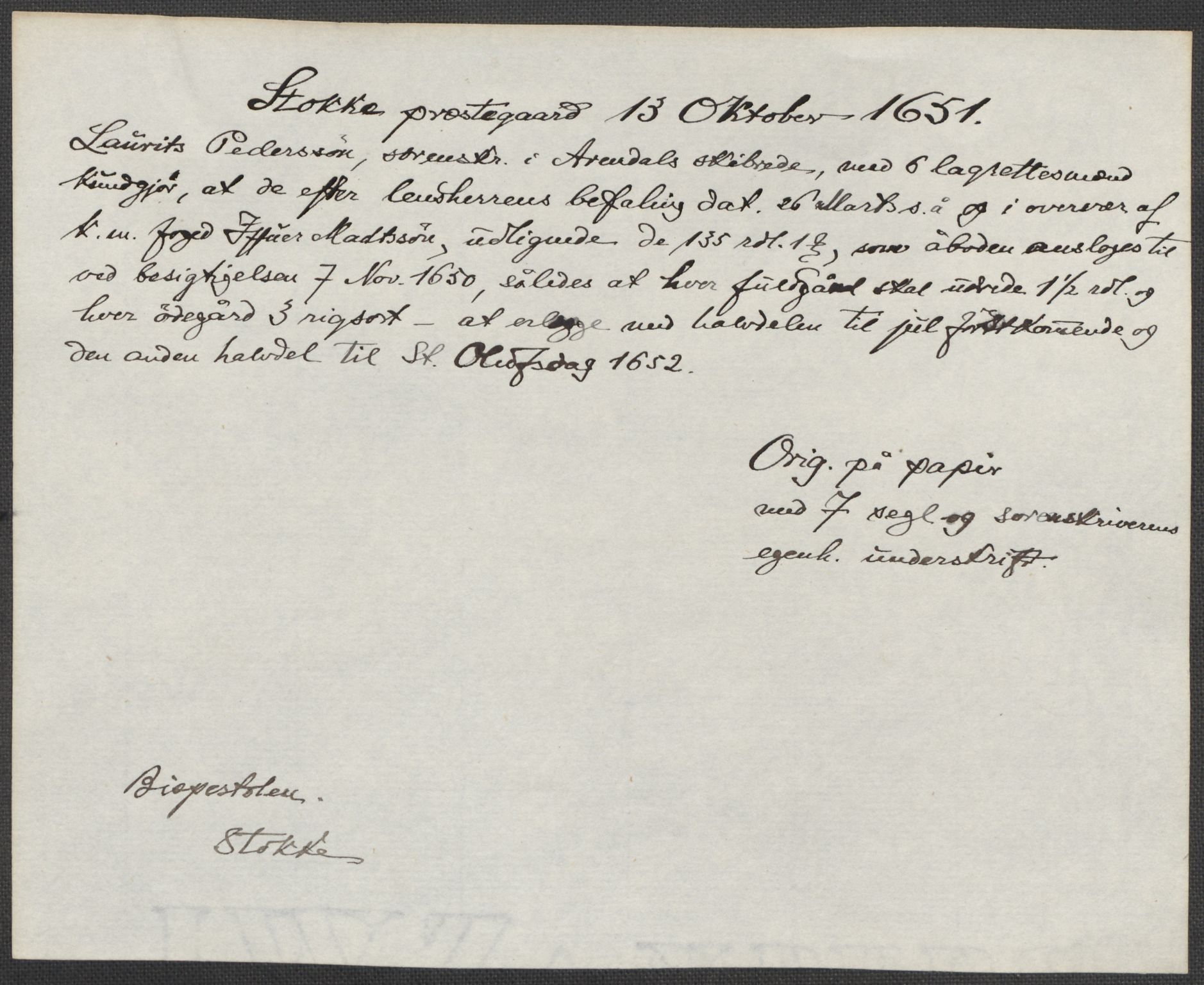 Riksarkivets diplomsamling, AV/RA-EA-5965/F15/L0021: Prestearkiv - Vestfold, 1573-1858, s. 251