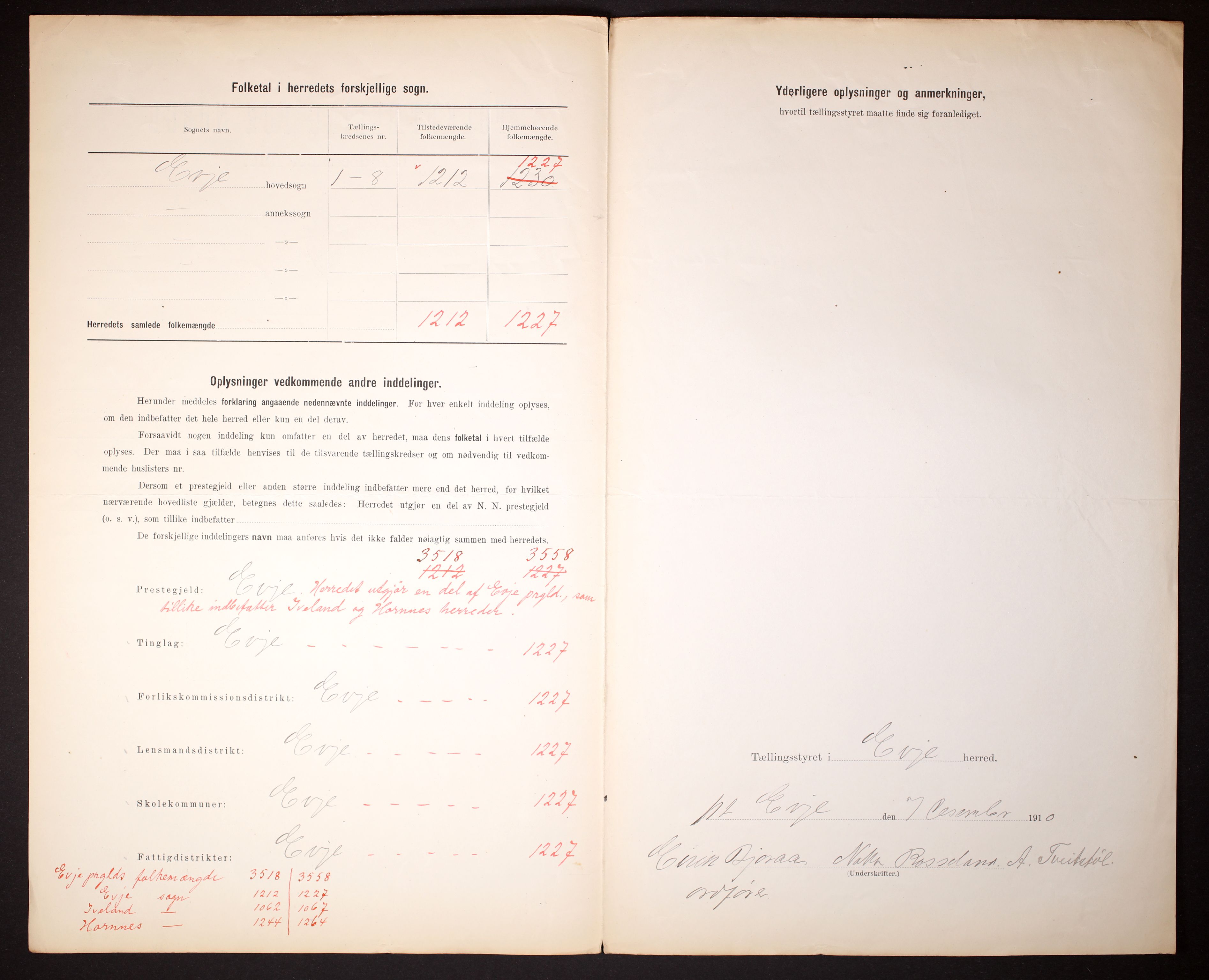 RA, Folketelling 1910 for 0937 Evje herred, 1910, s. 3