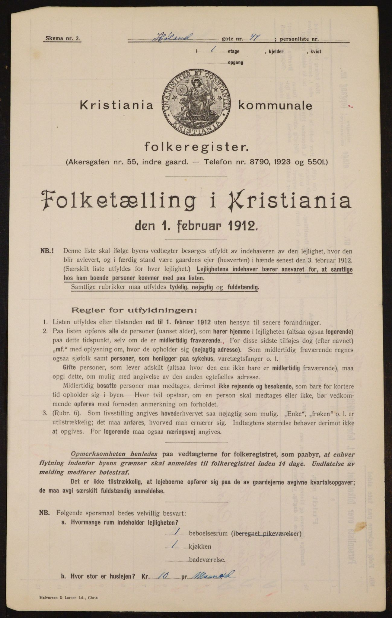 OBA, Kommunal folketelling 1.2.1912 for Kristiania, 1912, s. 43099