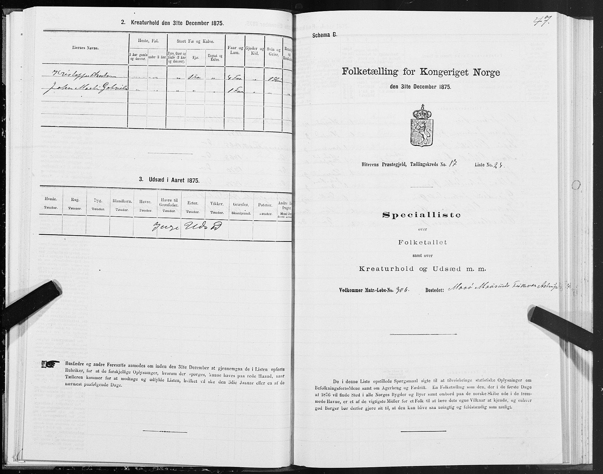 SAT, Folketelling 1875 for 1617P Hitra prestegjeld, 1875, s. 9047
