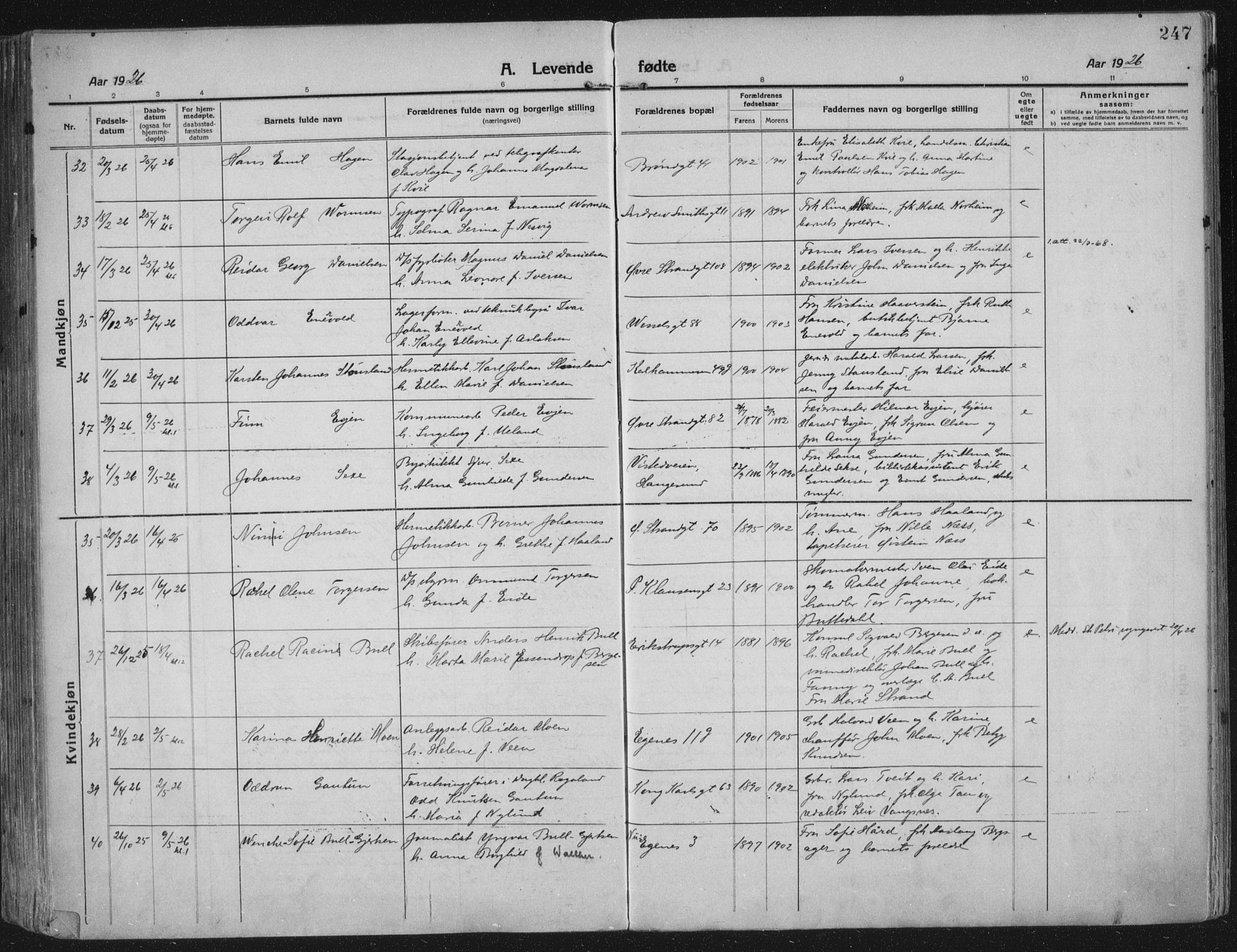 Domkirken sokneprestkontor, AV/SAST-A-101812/002/A/L0018: Ministerialbok nr. A 34, 1915-1929, s. 247