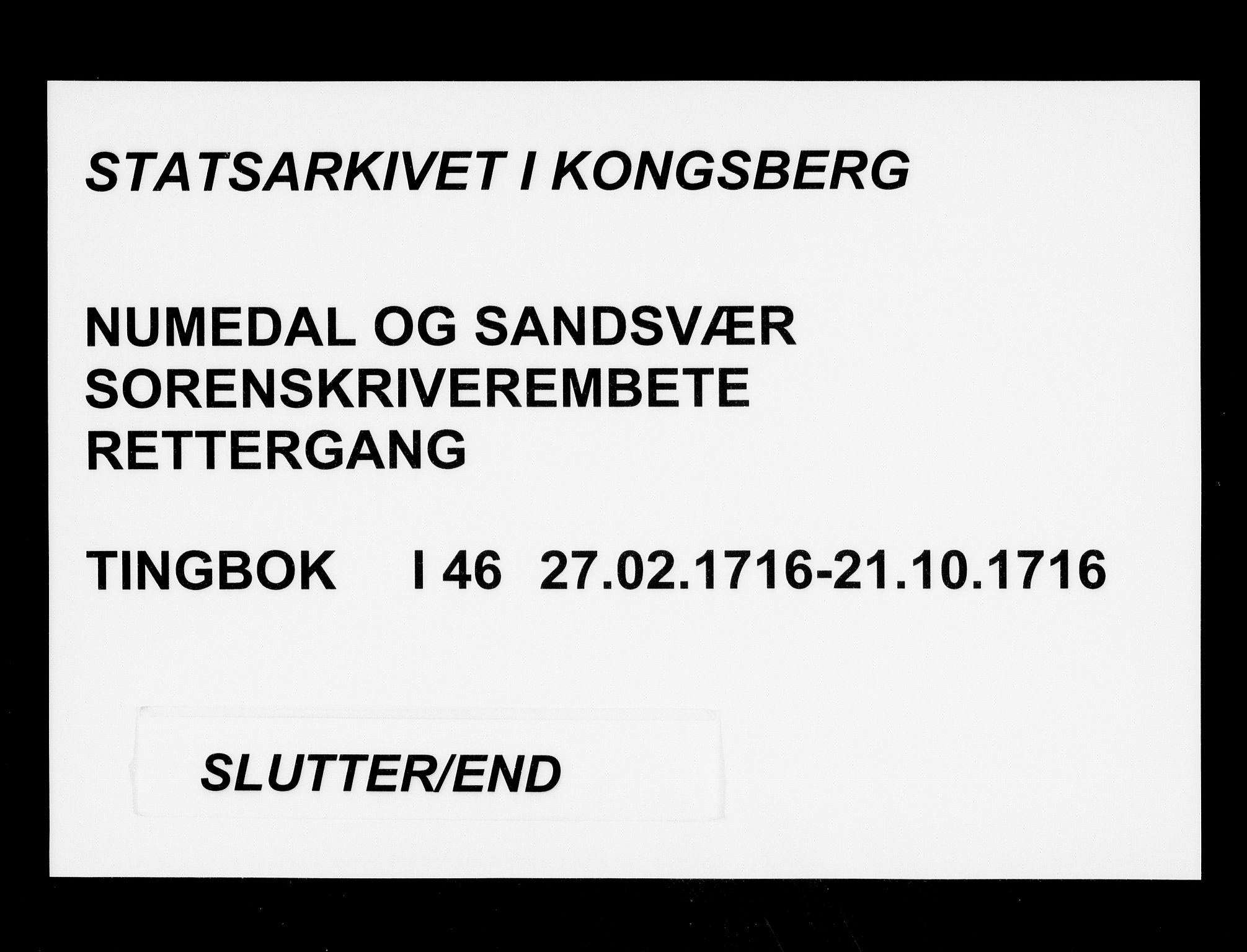 Numedal og Sandsvær sorenskriveri, AV/SAKO-A-128/F/Fa/Faa/L0046: Tingbøker, 1716