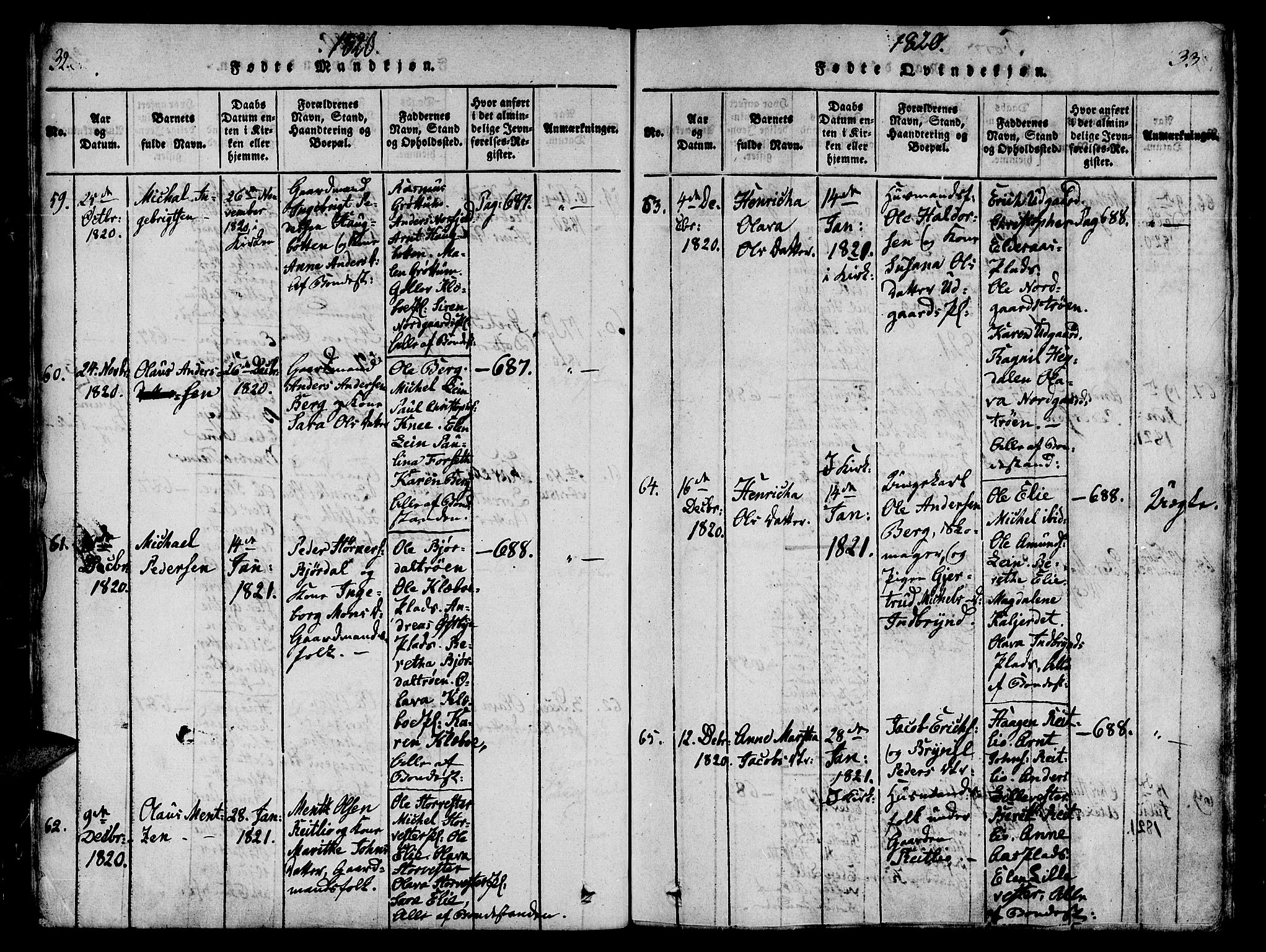 Ministerialprotokoller, klokkerbøker og fødselsregistre - Nord-Trøndelag, SAT/A-1458/746/L0441: Ministerialbok nr. 746A03 /1, 1816-1827, s. 32-33