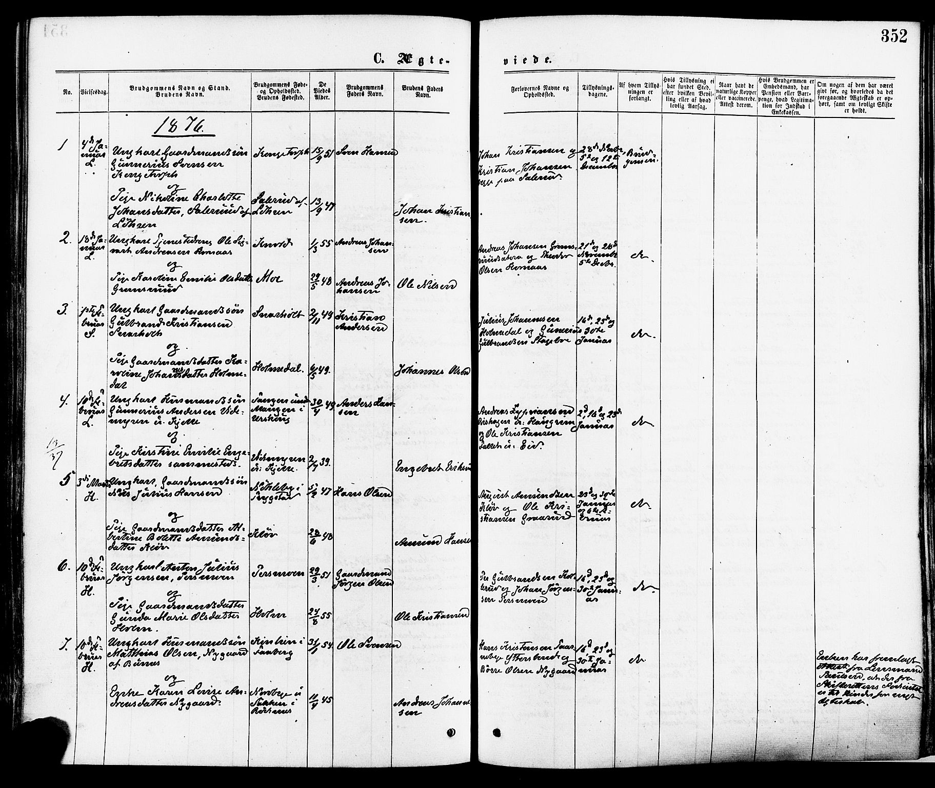 Høland prestekontor Kirkebøker, SAO/A-10346a/F/Fa/L0012.a: Ministerialbok nr. I 12A, 1869-1879, s. 352