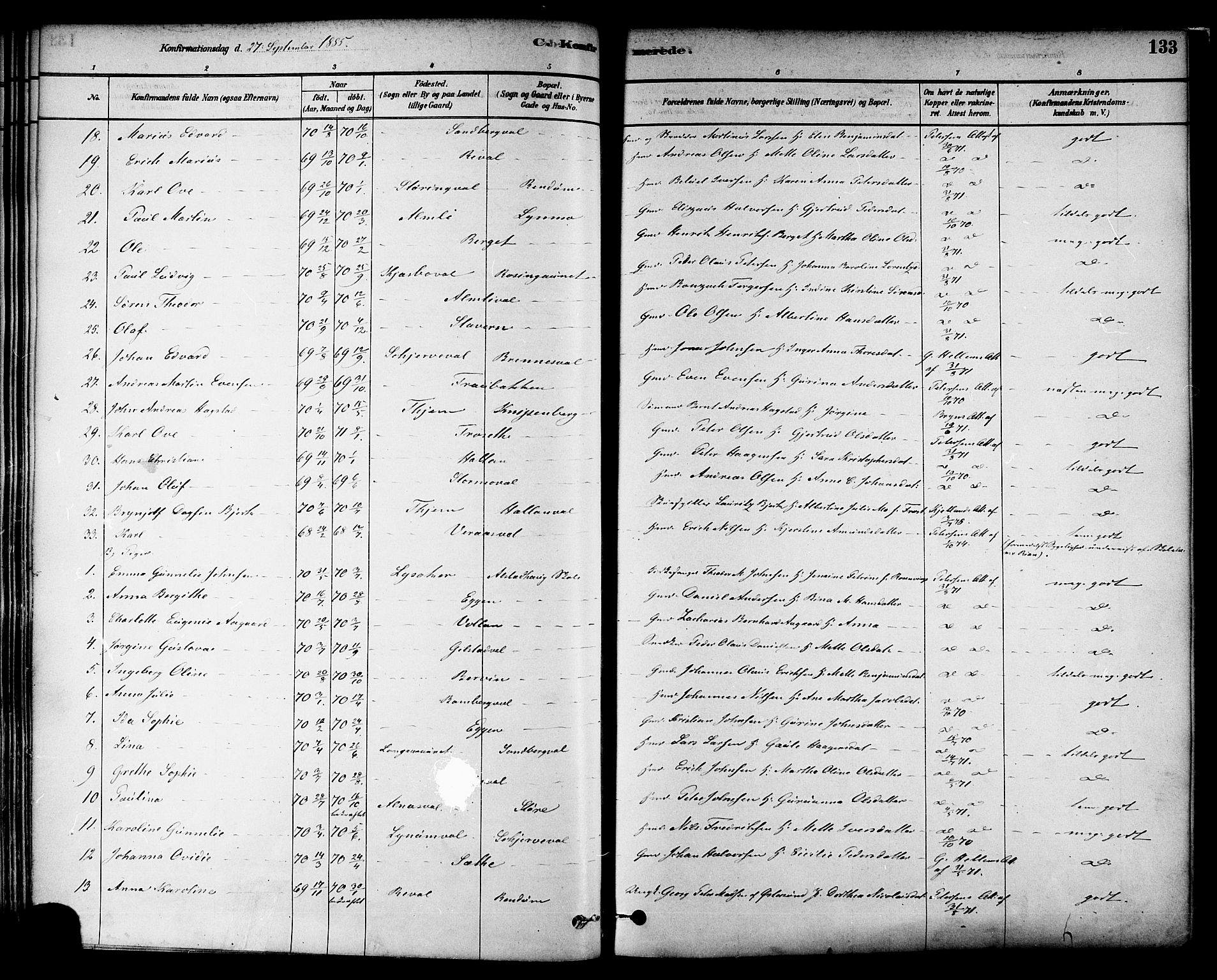 Ministerialprotokoller, klokkerbøker og fødselsregistre - Nord-Trøndelag, SAT/A-1458/717/L0159: Ministerialbok nr. 717A09, 1878-1898, s. 133
