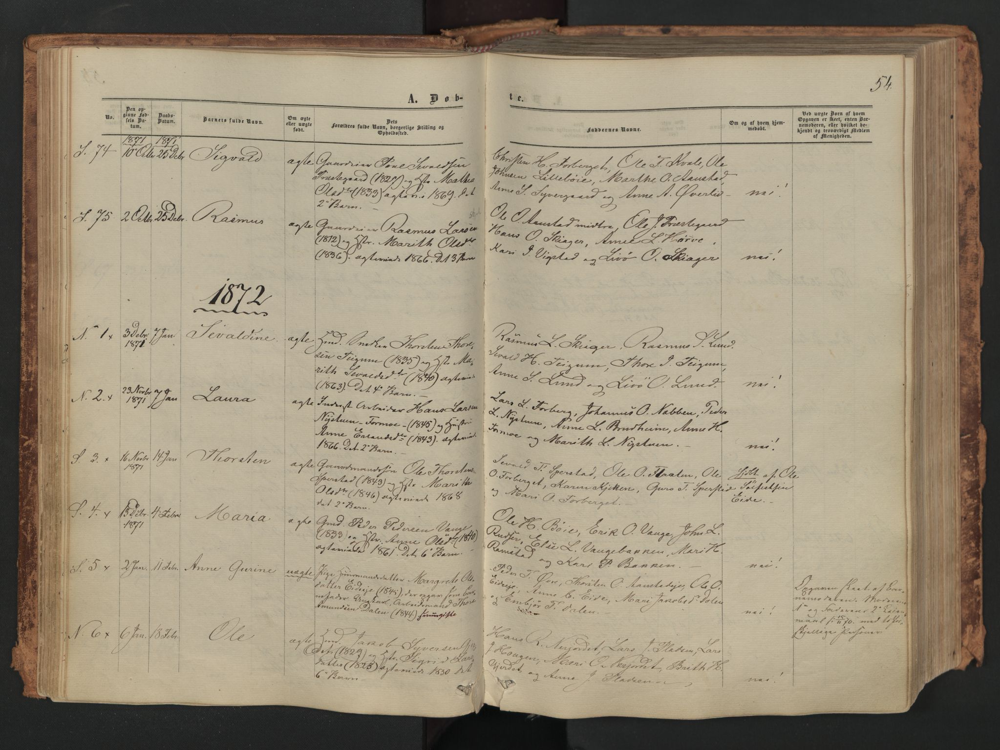 Skjåk prestekontor, AV/SAH-PREST-072/H/Ha/Haa/L0001: Ministerialbok nr. 1, 1863-1879, s. 54