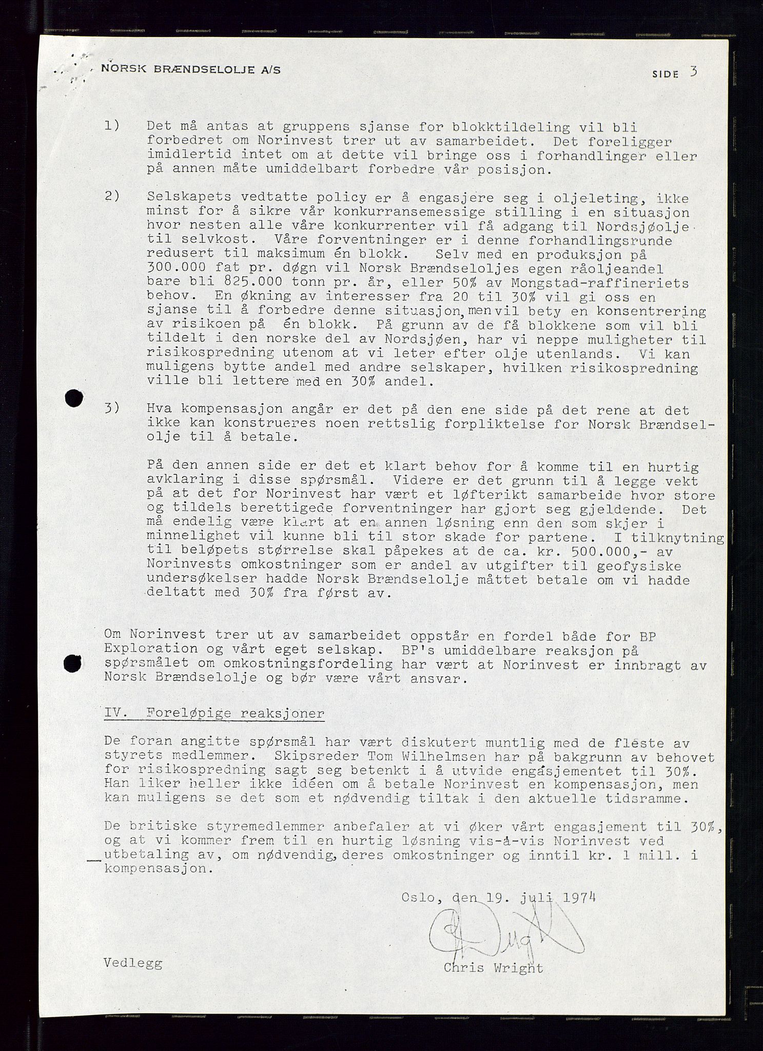 PA 1544 - Norsk Brændselolje A/S, AV/SAST-A-101965/1/A/Ab/L0006/0002: Styremøter  / Styremøter 1974, 1974, s. 31