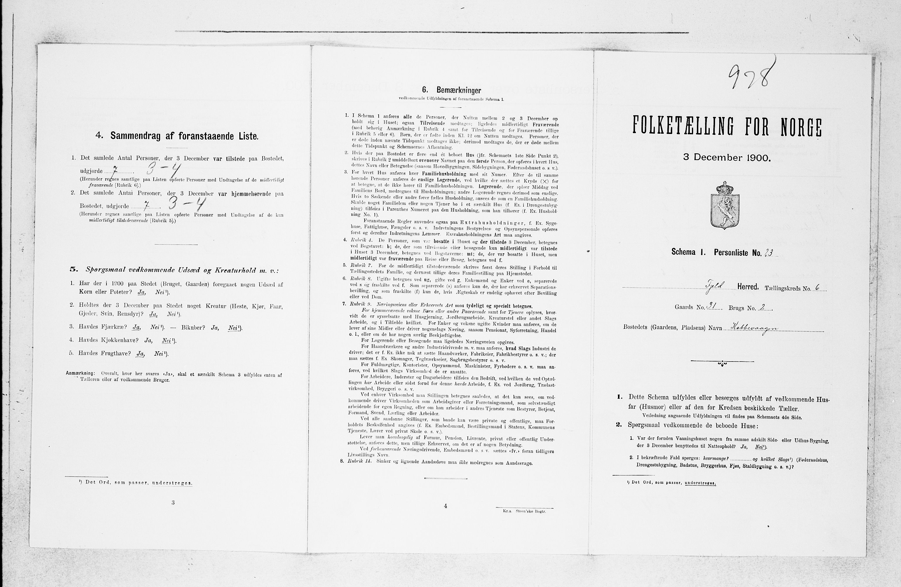 SAB, Folketelling 1900 for 1246 Fjell herred, 1900, s. 698