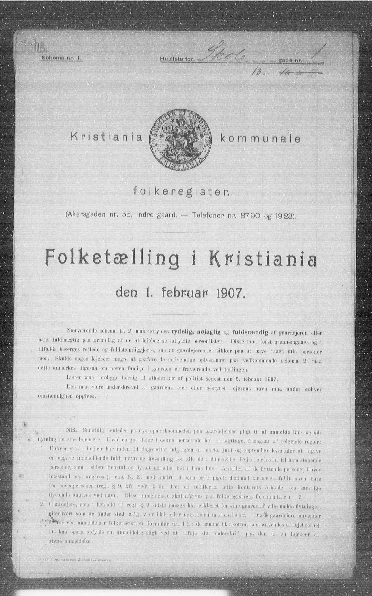 OBA, Kommunal folketelling 1.2.1907 for Kristiania kjøpstad, 1907, s. 49111