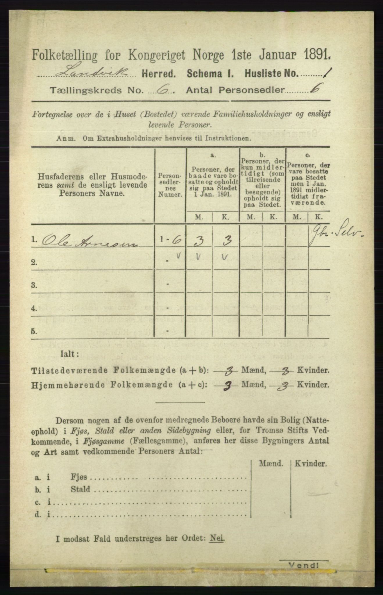 RA, Folketelling 1891 for 0924 Landvik herred, 1891, s. 2402