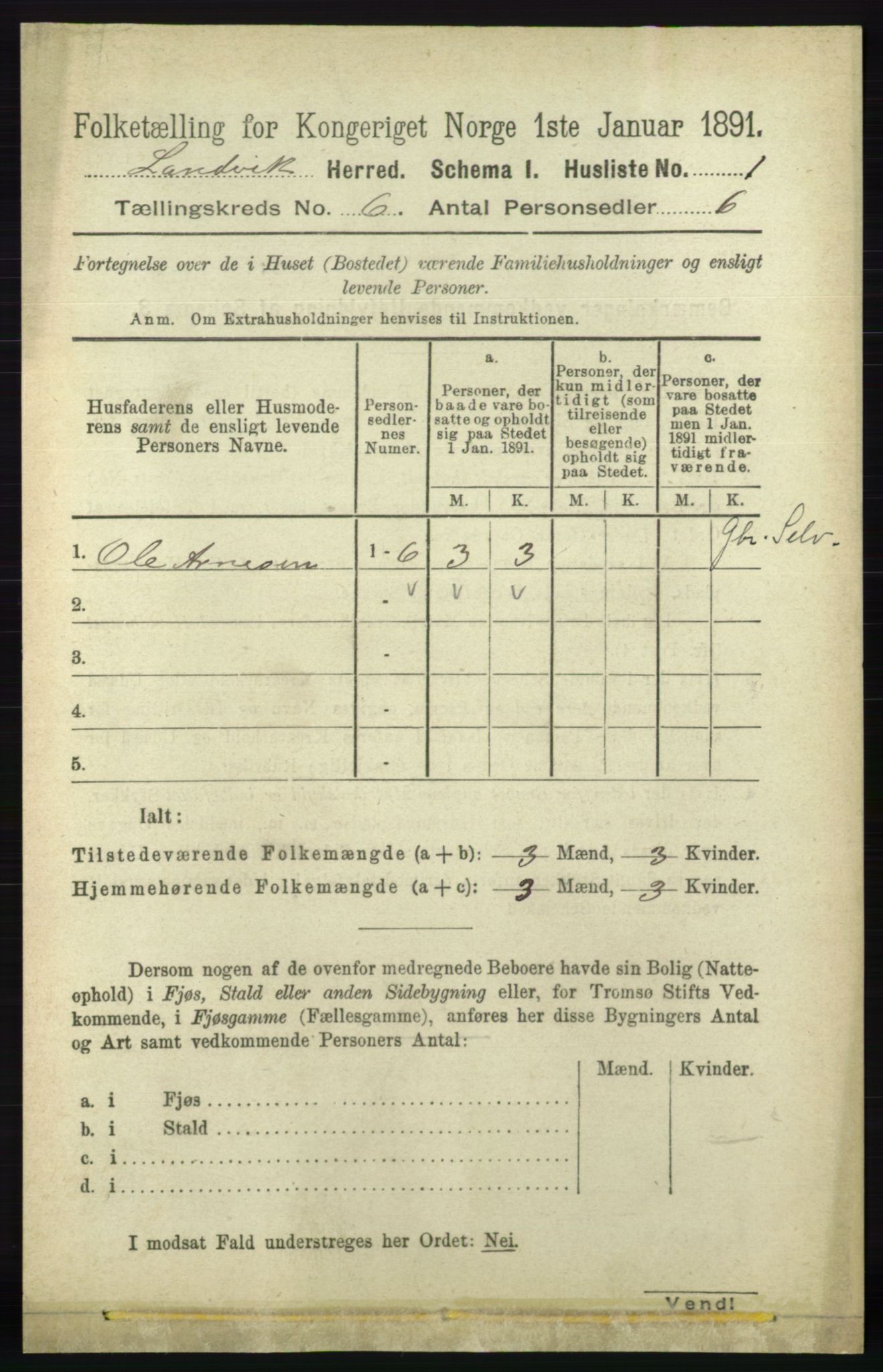 RA, Folketelling 1891 for 0924 Landvik herred, 1891, s. 2402