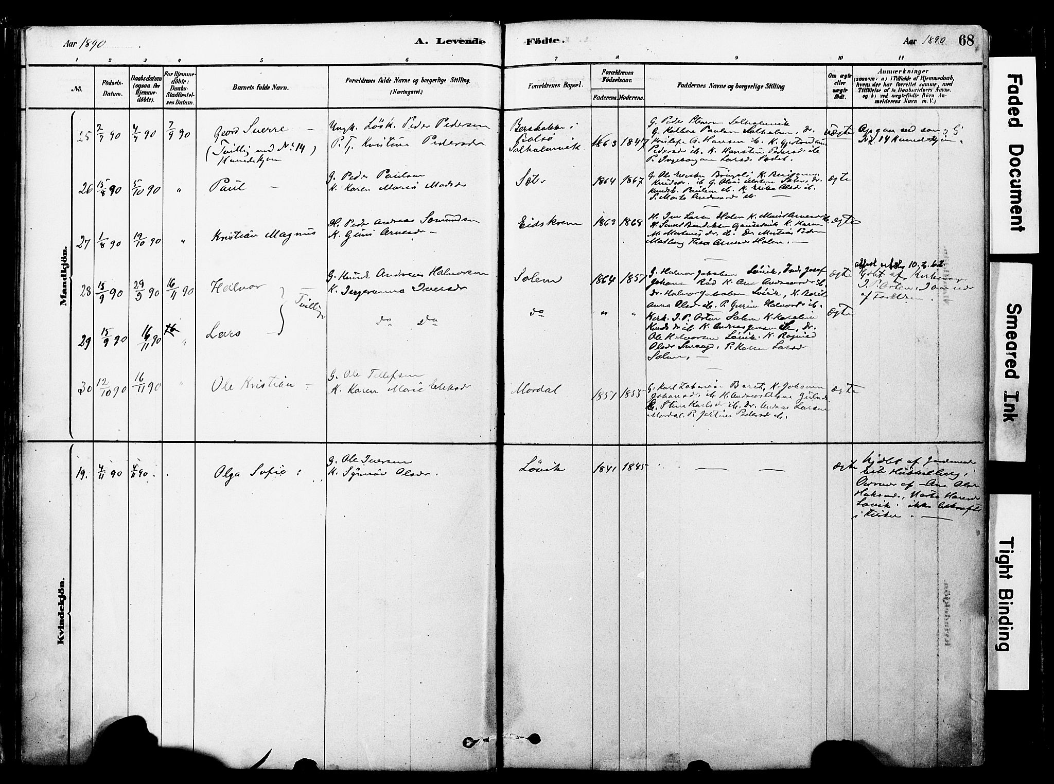 Ministerialprotokoller, klokkerbøker og fødselsregistre - Møre og Romsdal, SAT/A-1454/560/L0721: Ministerialbok nr. 560A05, 1878-1917, s. 68