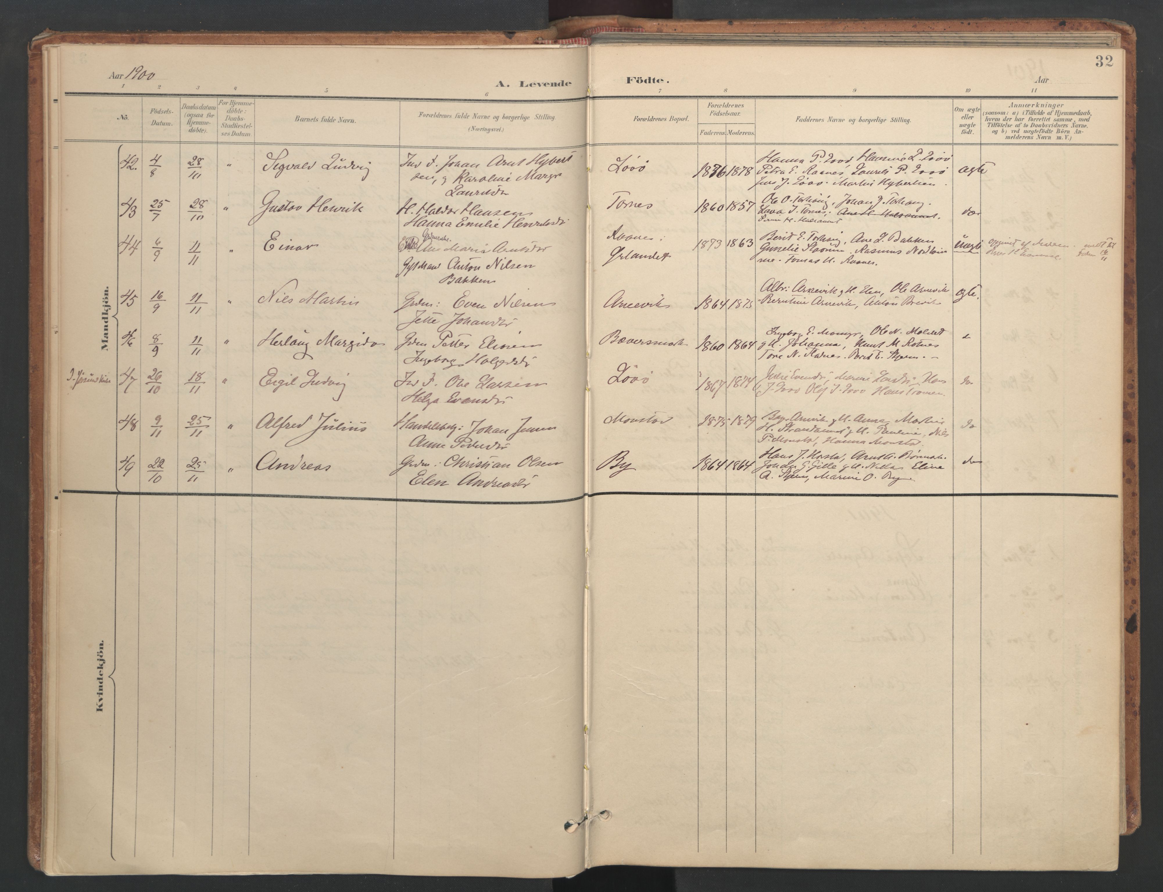 Ministerialprotokoller, klokkerbøker og fødselsregistre - Sør-Trøndelag, AV/SAT-A-1456/655/L0681: Ministerialbok nr. 655A10, 1895-1907, s. 32