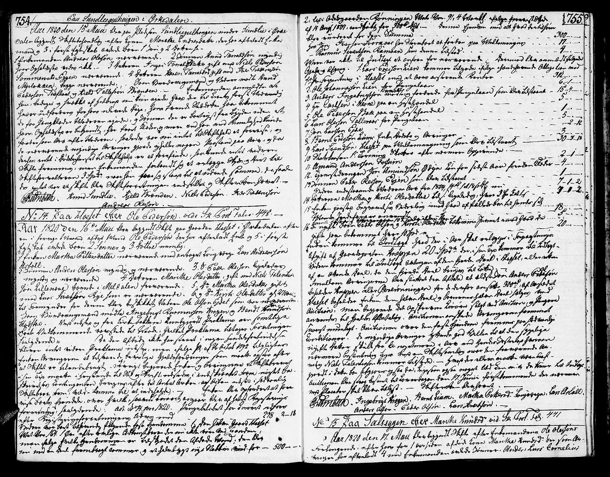Orkdal sorenskriveri, AV/SAT-A-4169/1/3/3B/L0001: Skiftebehandlingsprotokoll, 1806-1823, s. 754-755