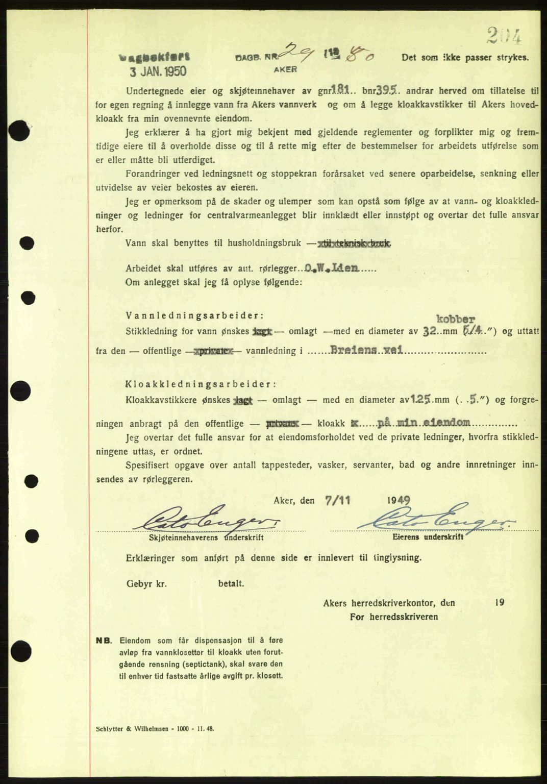 Oslo byskriverembete, AV/SAO-A-10227/G/Gb/Gbd/Gbda/L0017: Pantebok nr. A215, 1949-1950, Dagboknr: 201/1950
