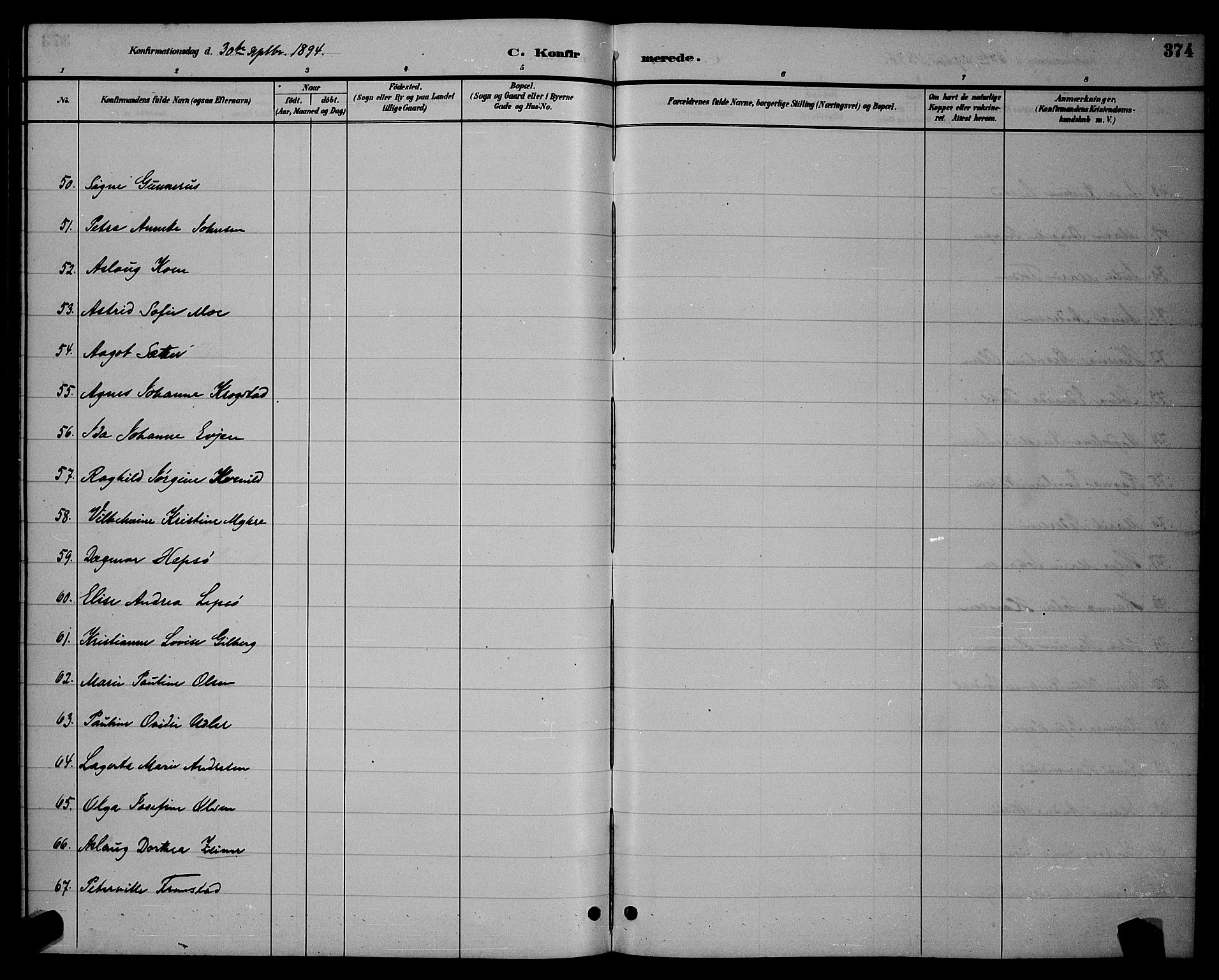 Ministerialprotokoller, klokkerbøker og fødselsregistre - Sør-Trøndelag, AV/SAT-A-1456/604/L0222: Klokkerbok nr. 604C05, 1886-1895, s. 374