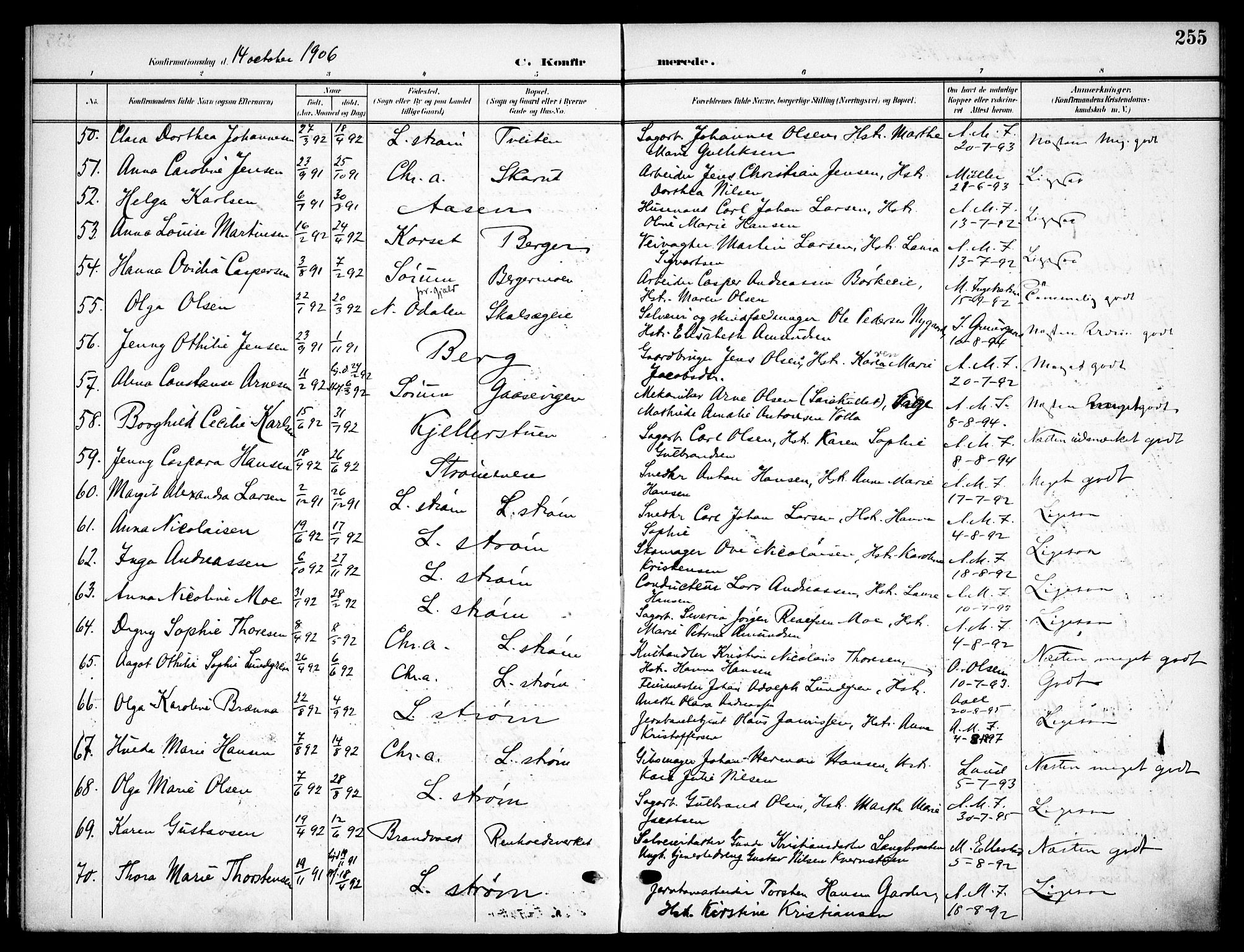 Skedsmo prestekontor Kirkebøker, AV/SAO-A-10033a/F/Fa/L0015: Ministerialbok nr. I 15, 1902-1917, s. 255