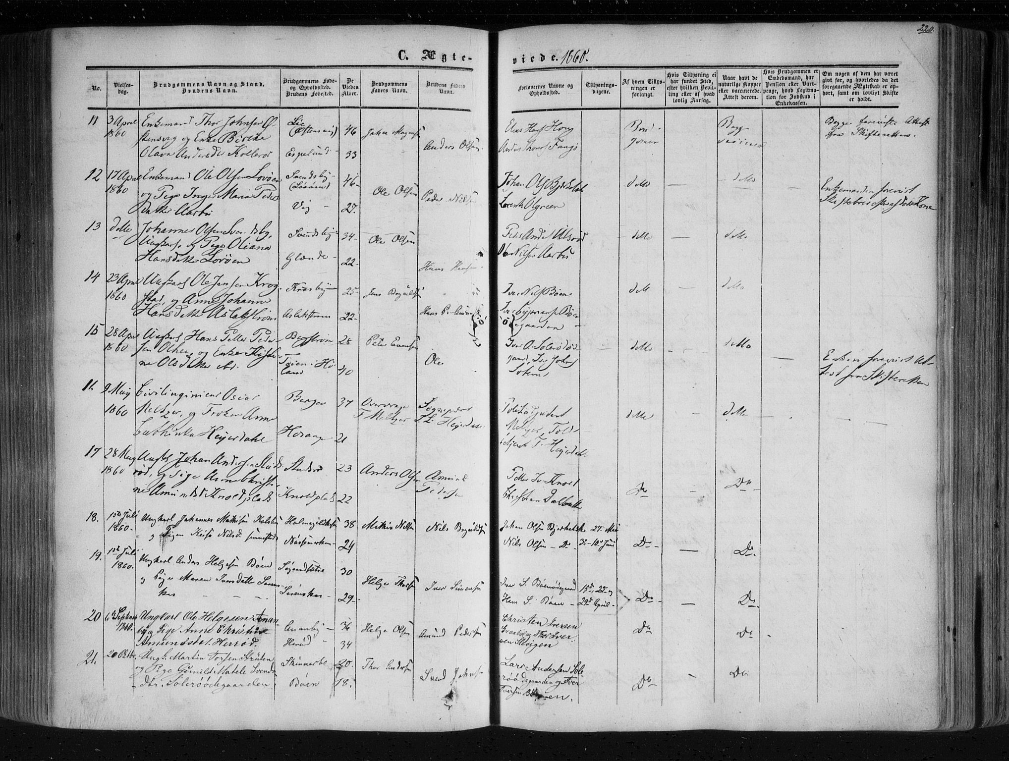 Aremark prestekontor Kirkebøker, AV/SAO-A-10899/F/Fc/L0003: Ministerialbok nr. III 3, 1850-1865, s. 220