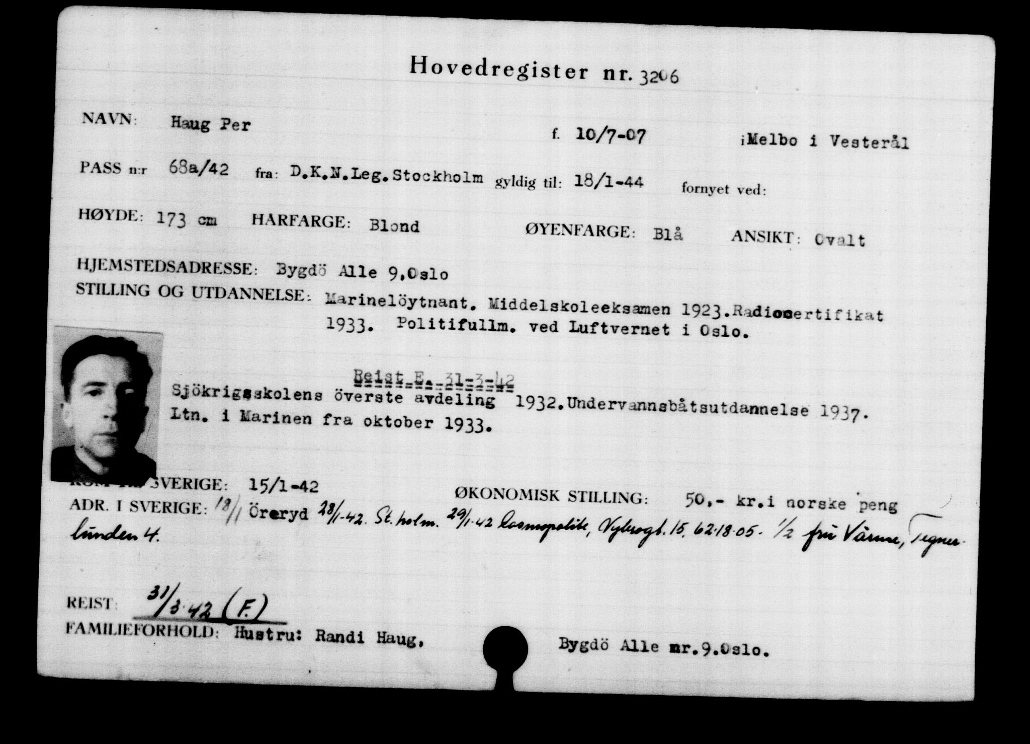 Utenriksstasjonene, Legasjonen i Stockholm, Flyktningkontoret, AV/RA-S-6753/V/Va/L0003: Kjesäterkartoteket, flyktninger med registreringsnr. 2001-3495, 1940-1945, s. 1662