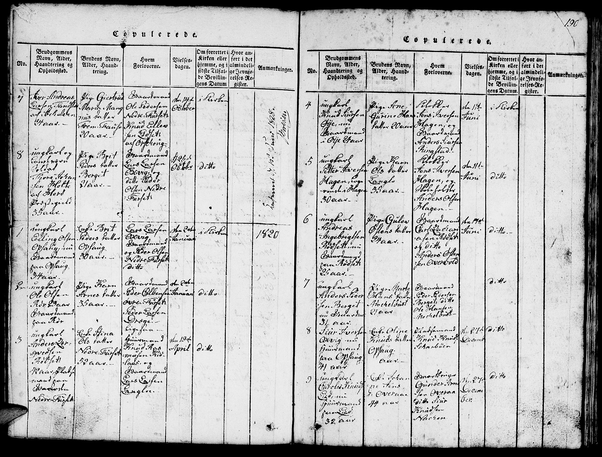 Ministerialprotokoller, klokkerbøker og fødselsregistre - Møre og Romsdal, SAT/A-1454/520/L0289: Klokkerbok nr. 520C01, 1817-1837, s. 190