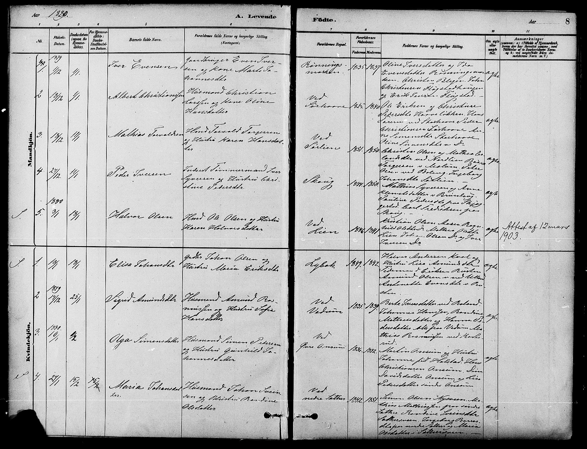 Fåberg prestekontor, SAH/PREST-086/H/Ha/Haa/L0008: Ministerialbok nr. 8, 1879-1898, s. 8