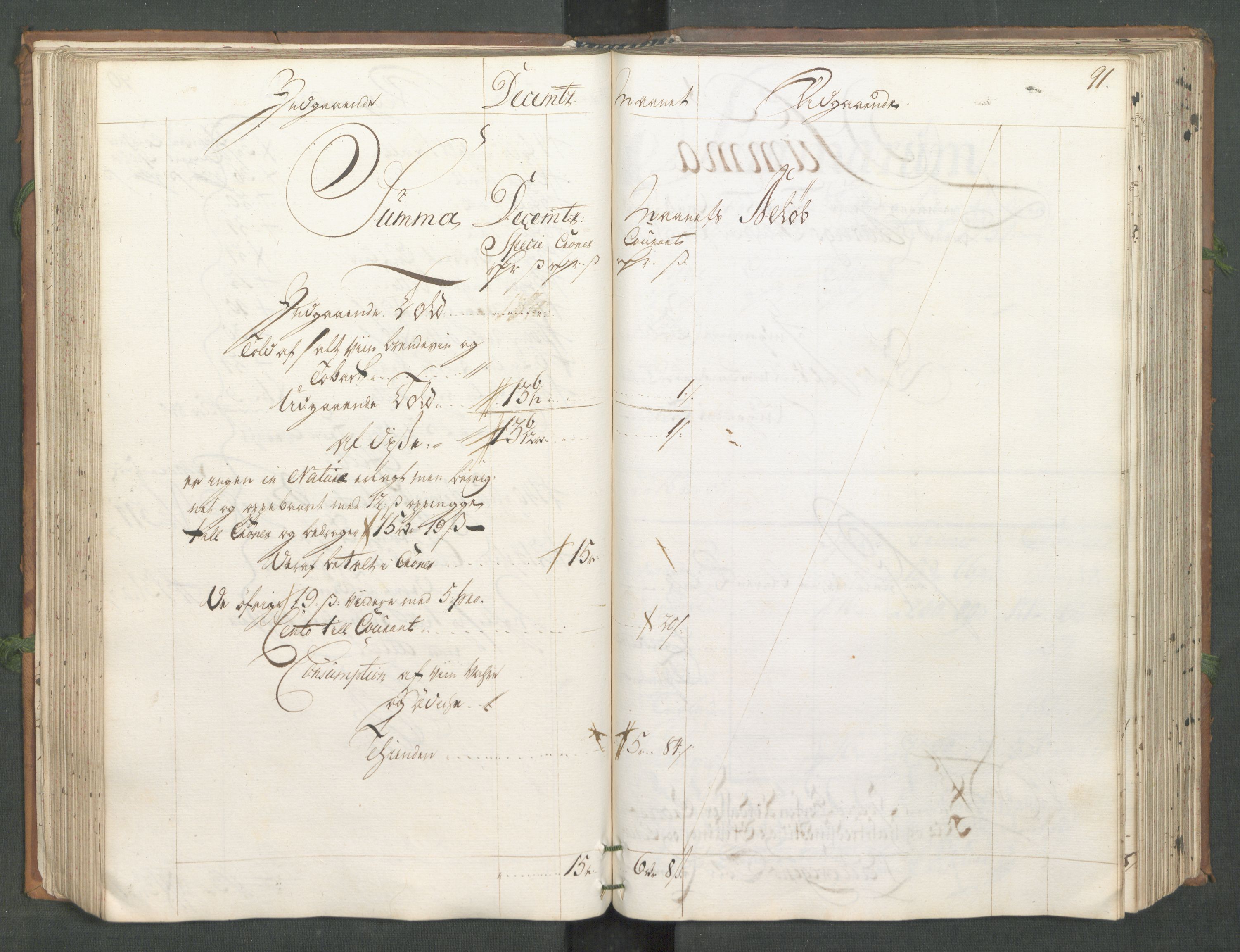 Generaltollkammeret, tollregnskaper, AV/RA-EA-5490/R11/L0014/0001: Tollregnskaper Larvik og Sandefjord / Hovedtollbok, 1731, s. 90b-91a