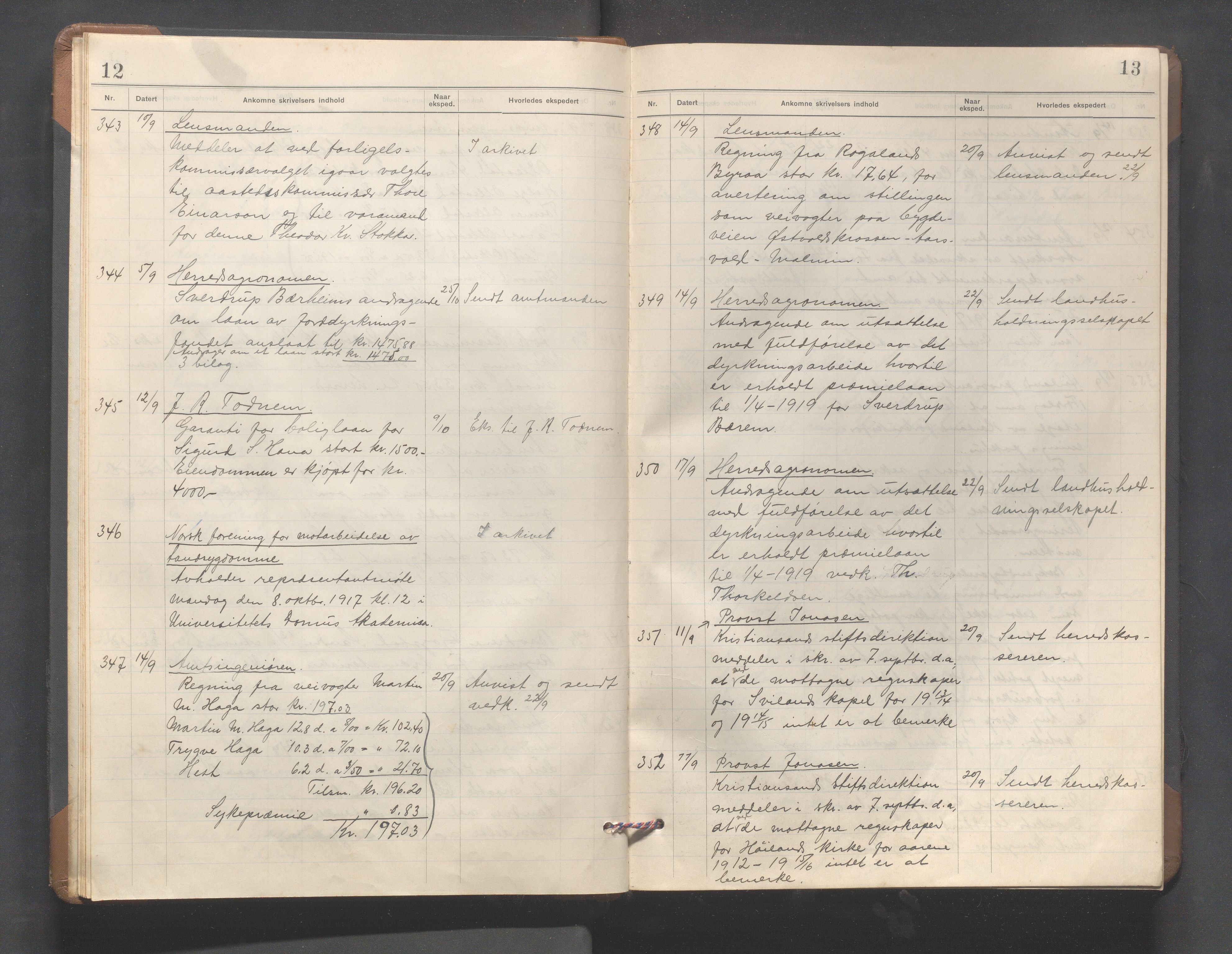 Høyland kommune - Formannskapet, IKAR/K-100046/C/L0004: Journal, 1917-1921, s. 12-13