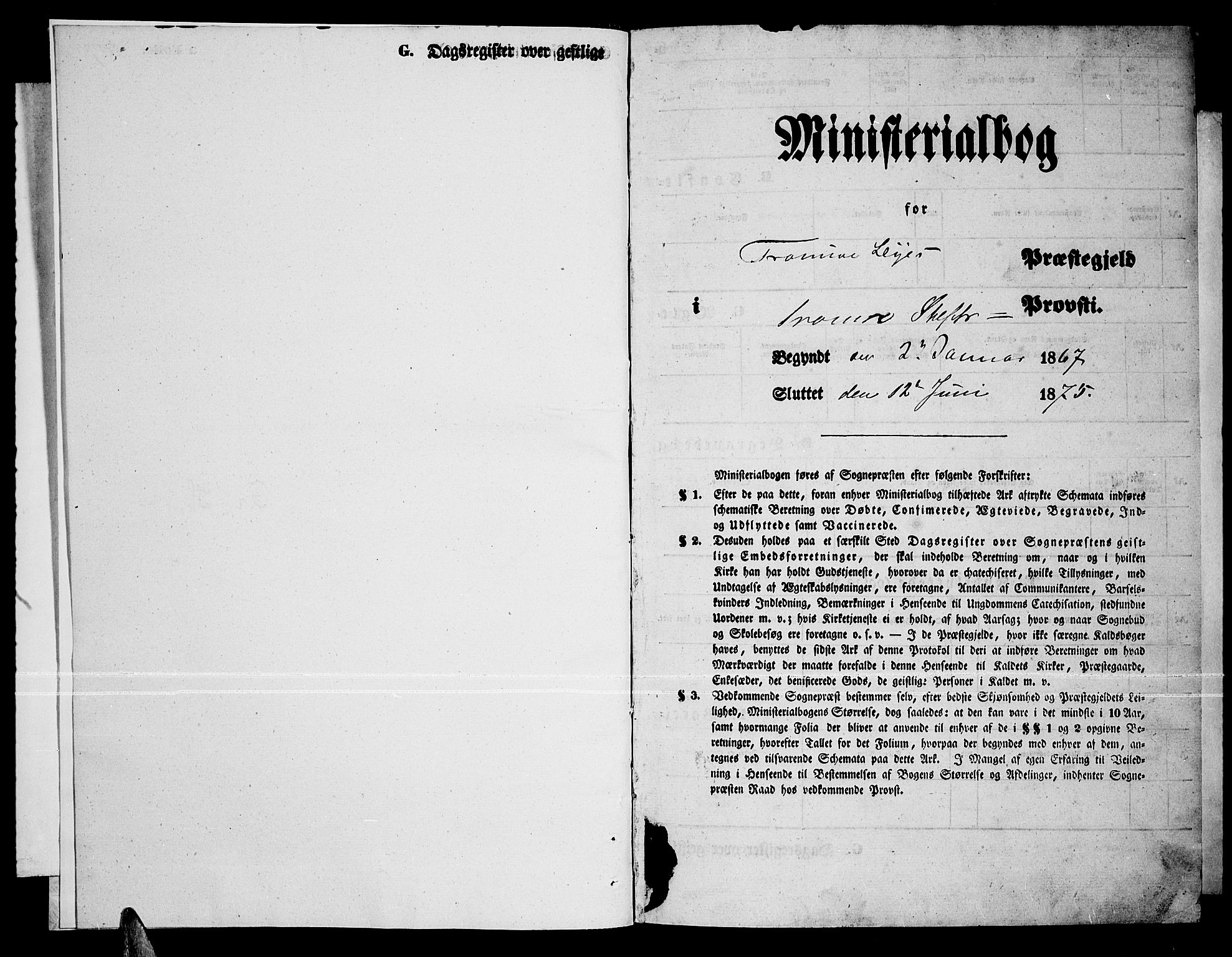 Tromsø sokneprestkontor/stiftsprosti/domprosti, SATØ/S-1343/G/Gb/L0007klokker: Klokkerbok nr. 7, 1867-1875