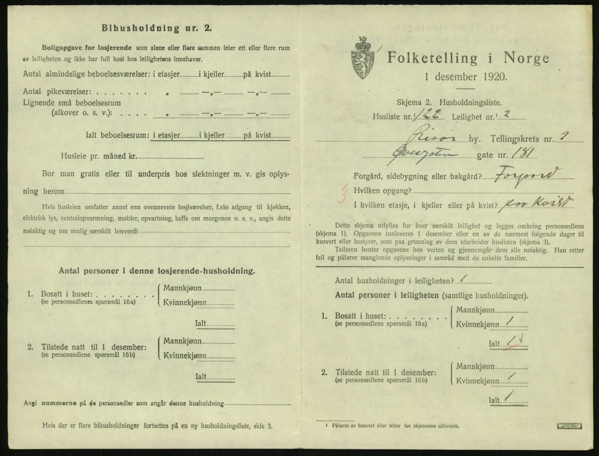 SAK, Folketelling 1920 for 0901 Risør kjøpstad, 1920, s. 2299