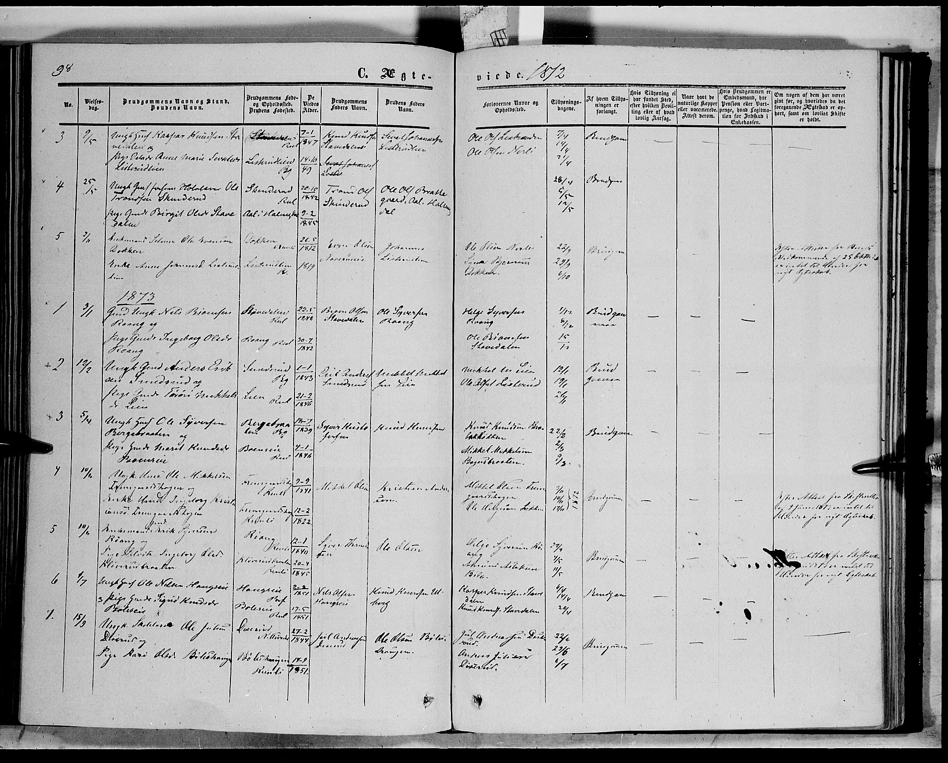 Sør-Aurdal prestekontor, AV/SAH-PREST-128/H/Ha/Haa/L0006: Ministerialbok nr. 6, 1849-1876, s. 98