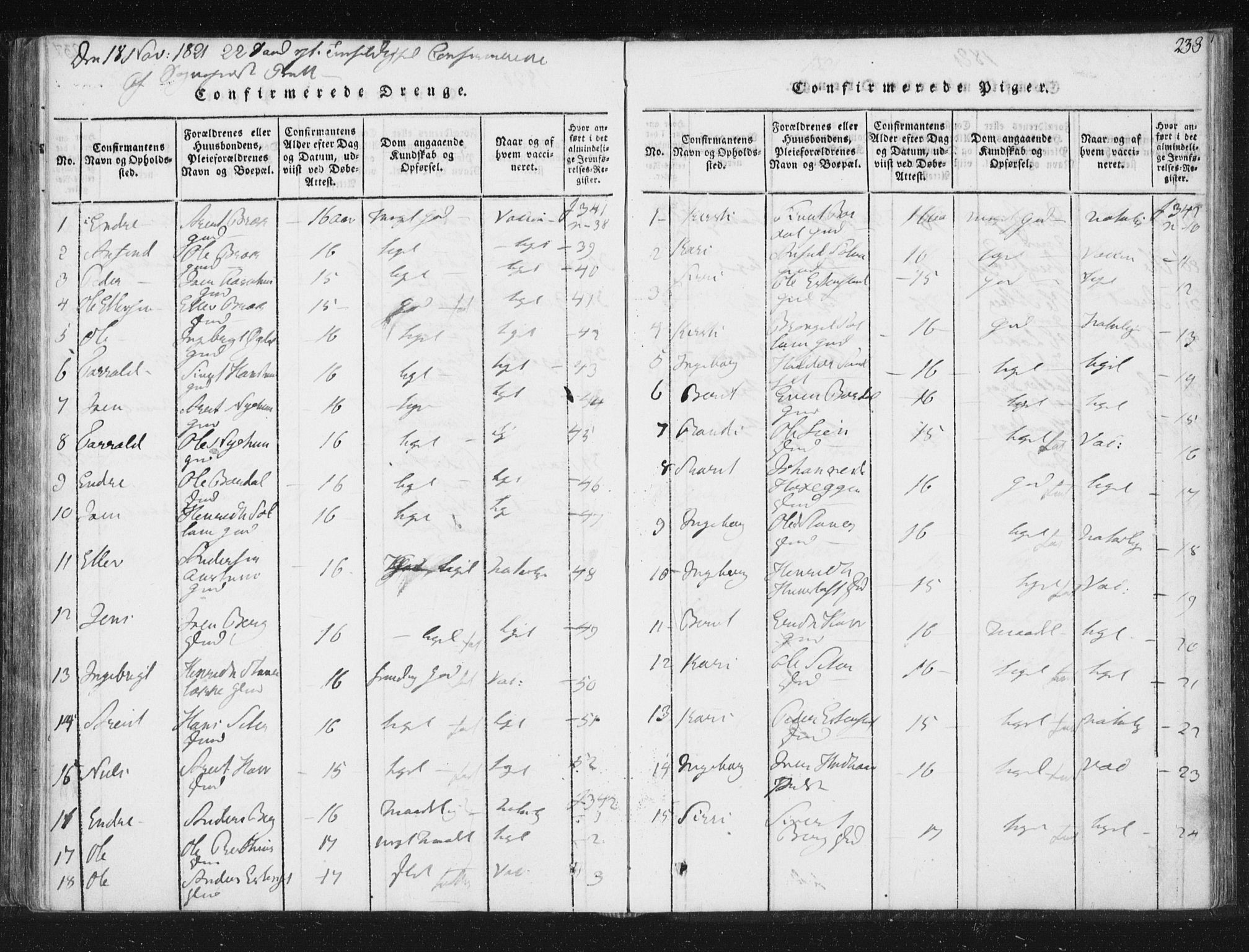 Ministerialprotokoller, klokkerbøker og fødselsregistre - Sør-Trøndelag, SAT/A-1456/689/L1037: Ministerialbok nr. 689A02, 1816-1842, s. 238