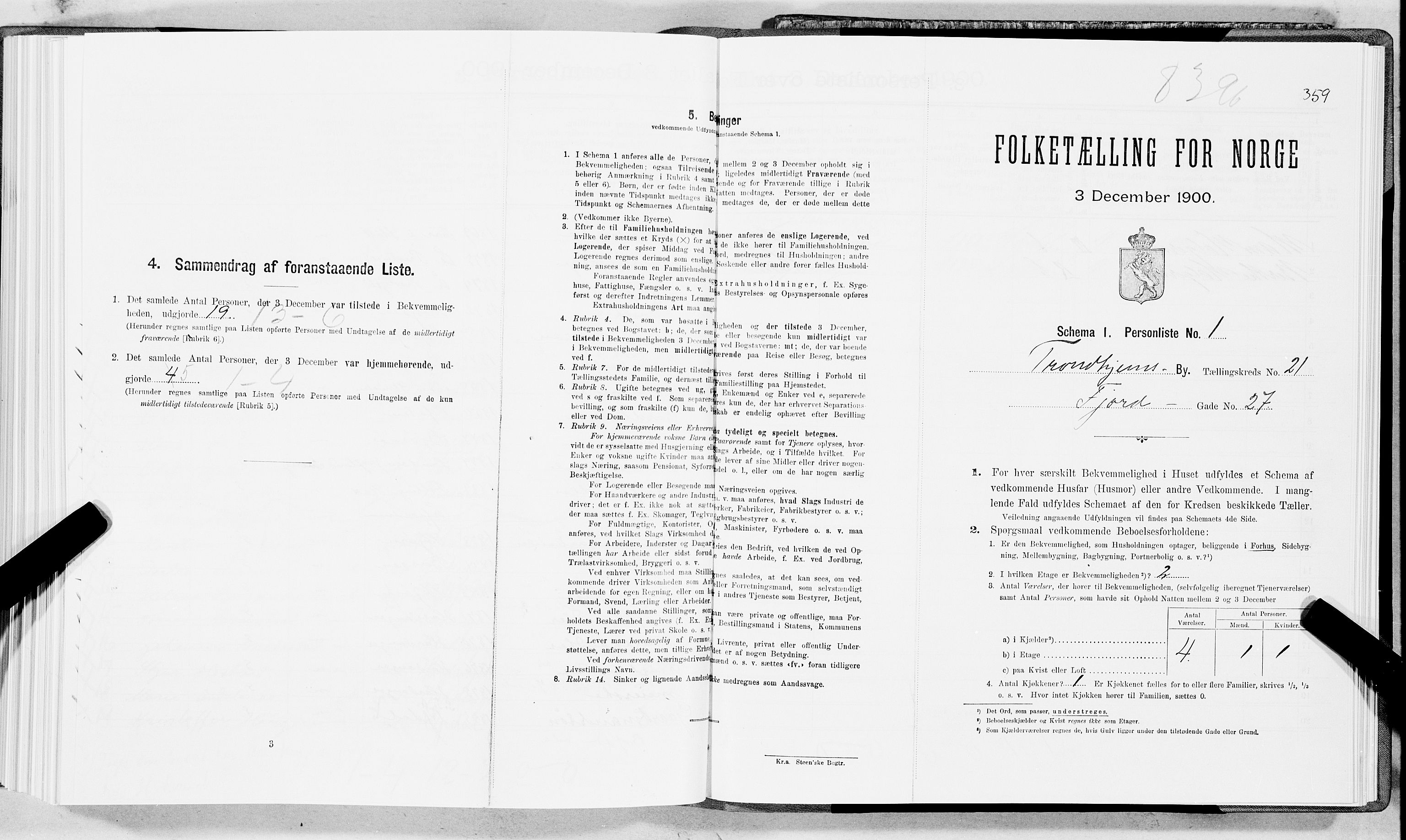 SAT, Folketelling 1900 for 1601 Trondheim kjøpstad, 1900, s. 3424