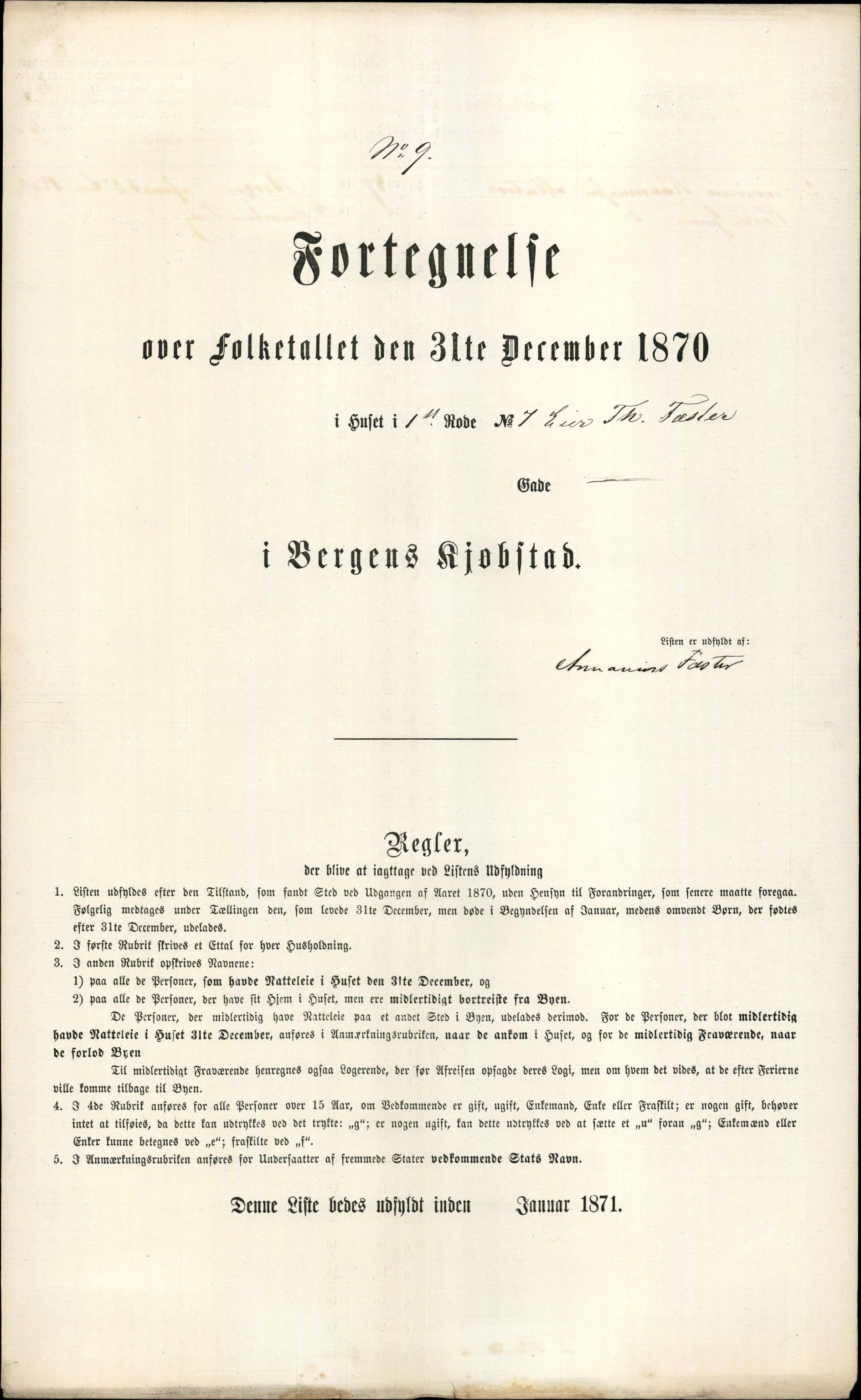 RA, Folketelling 1870 for 1301 Bergen kjøpstad, 1870