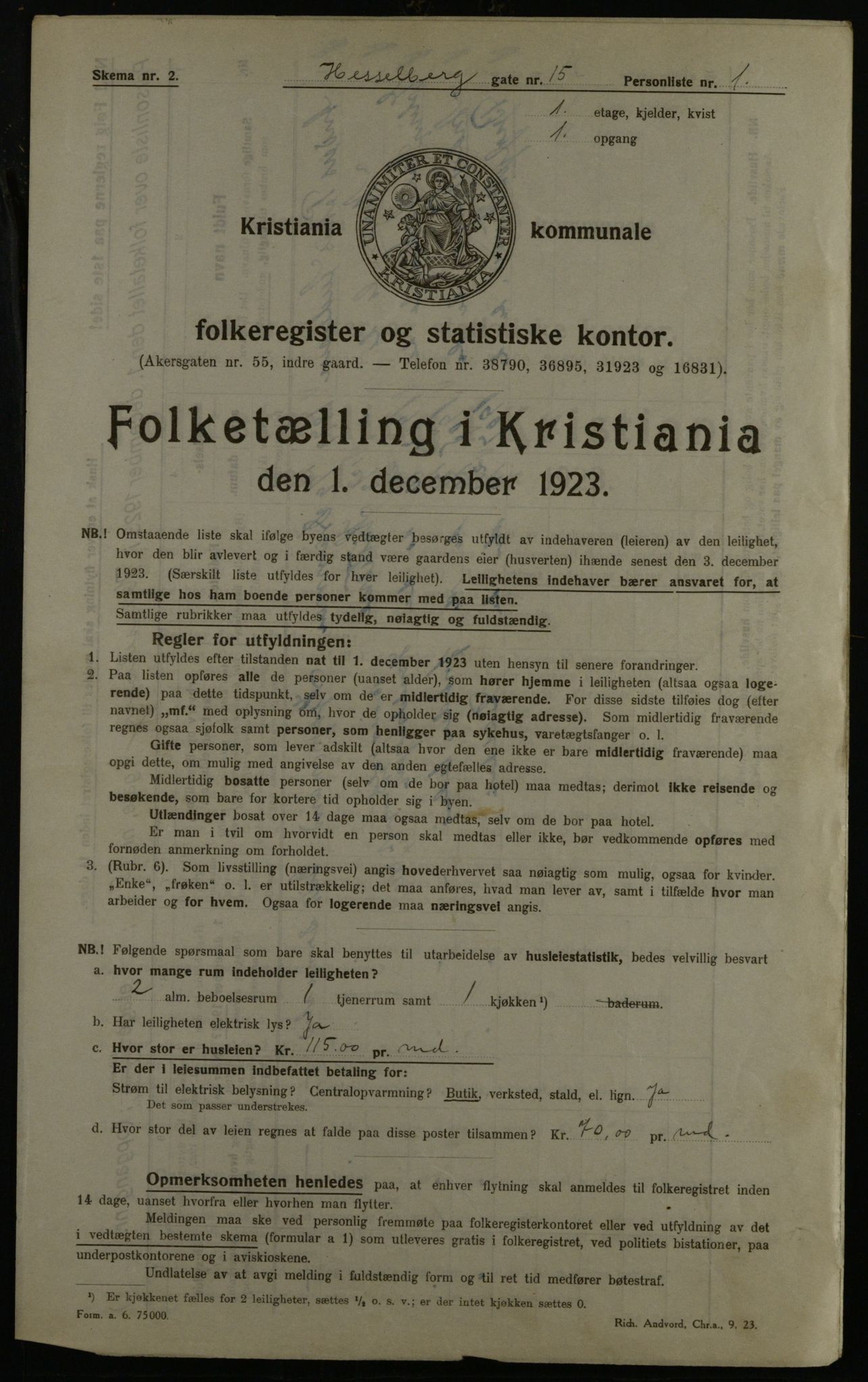 OBA, Kommunal folketelling 1.12.1923 for Kristiania, 1923, s. 44951