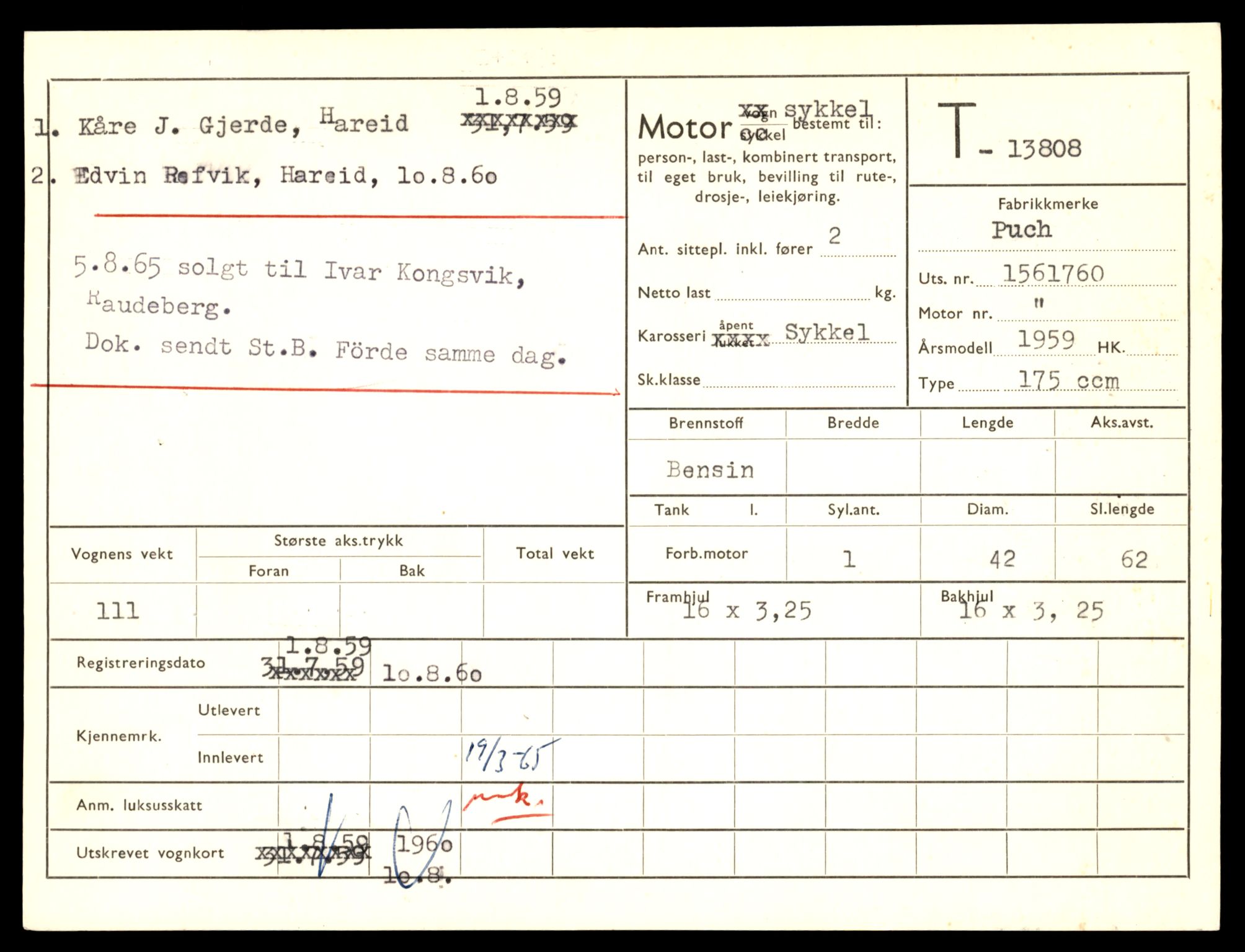 Møre og Romsdal vegkontor - Ålesund trafikkstasjon, AV/SAT-A-4099/F/Fe/L0041: Registreringskort for kjøretøy T 13710 - T 13905, 1927-1998, s. 1743