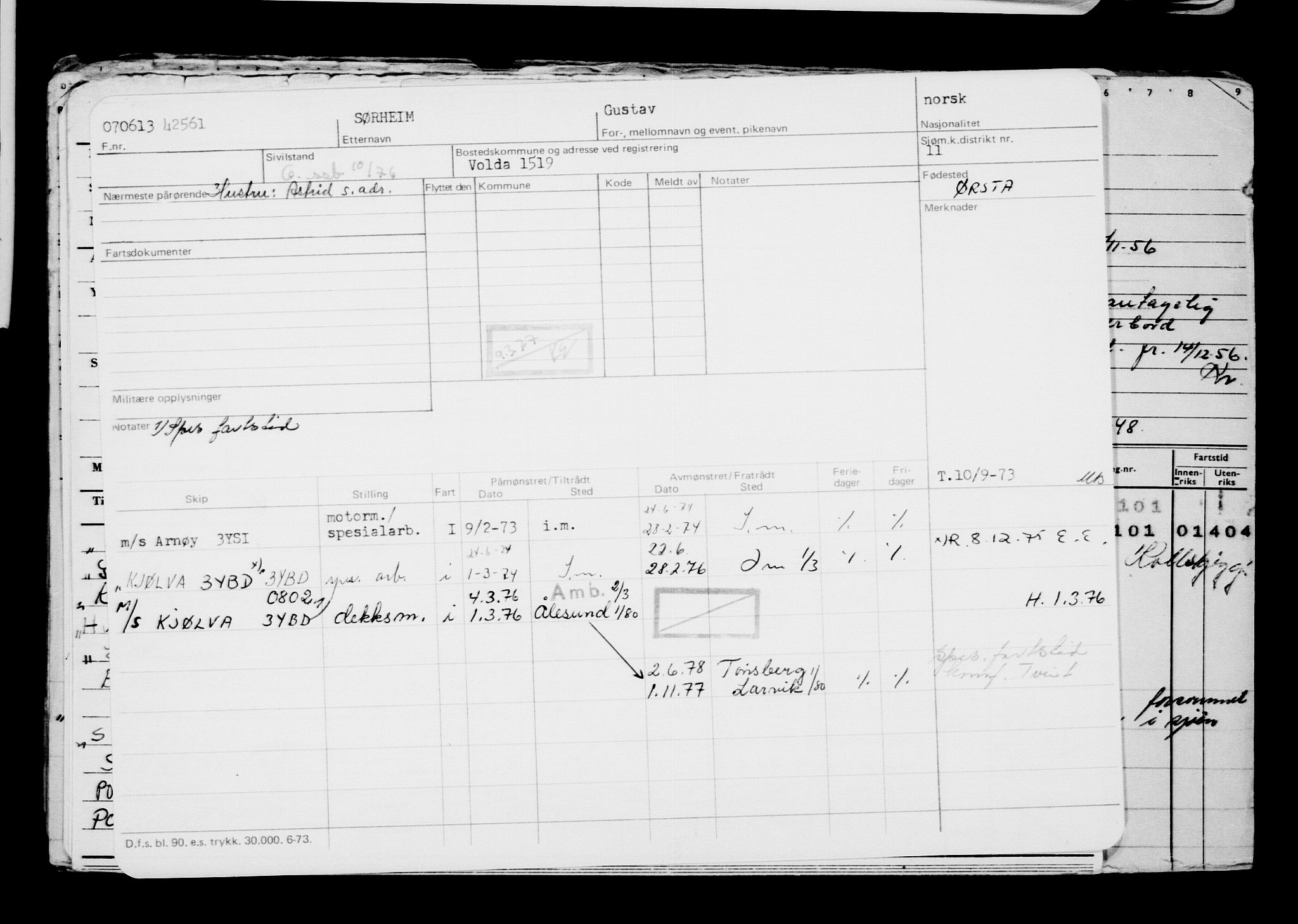 Direktoratet for sjømenn, AV/RA-S-3545/G/Gb/L0113: Hovedkort, 1913, s. 147